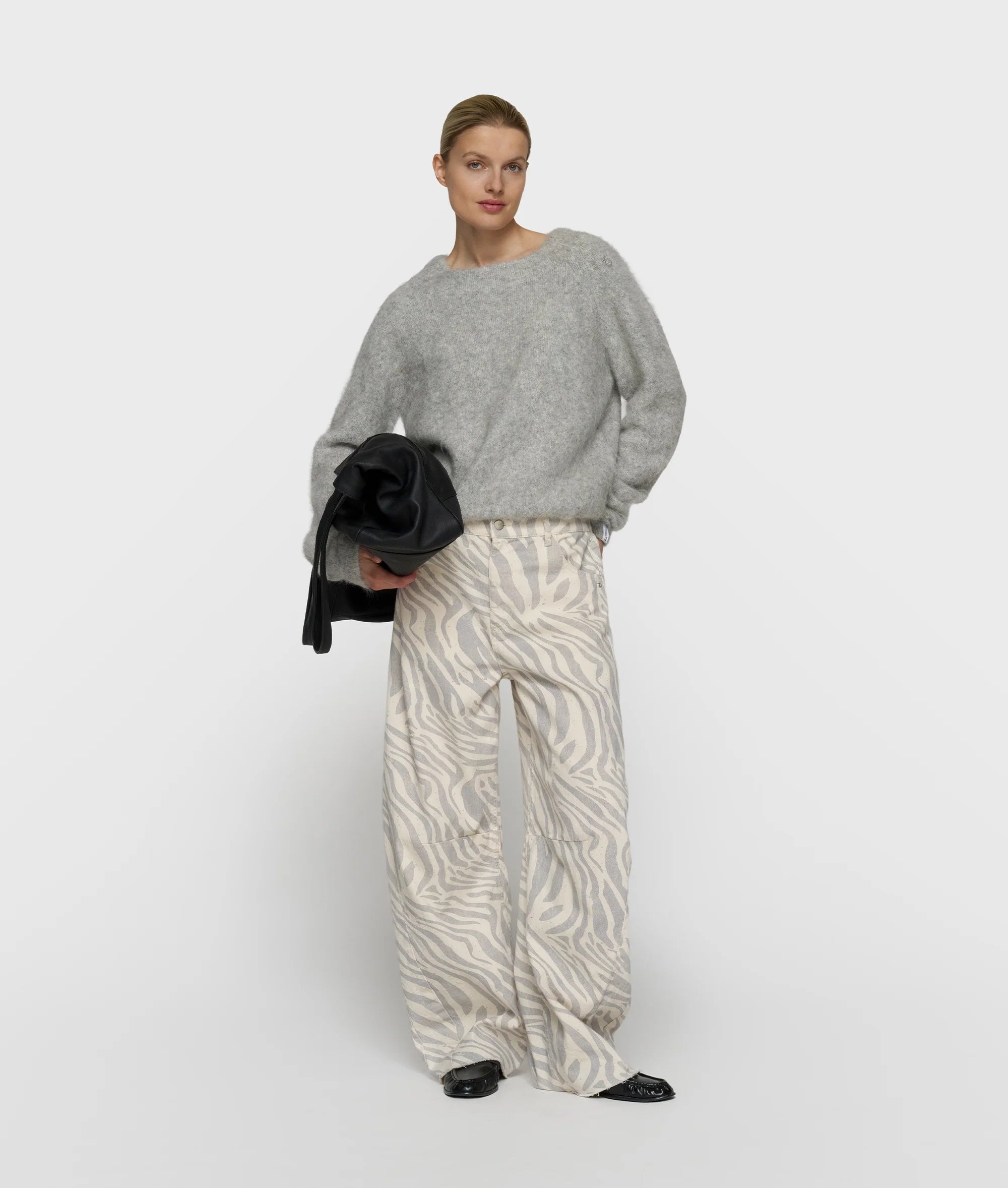 Hairy Knit Sweater light gray melange