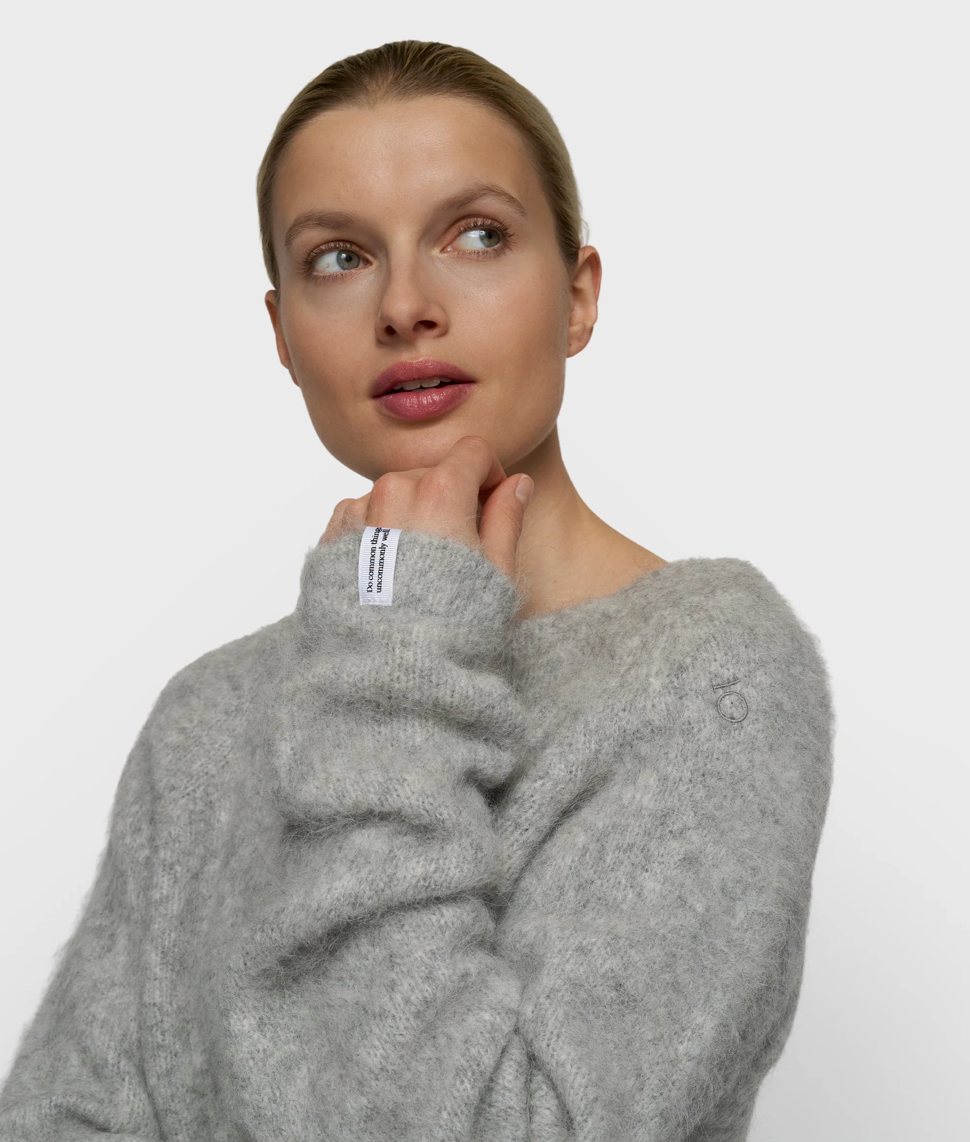 Hairy Knit Sweater light gray melange