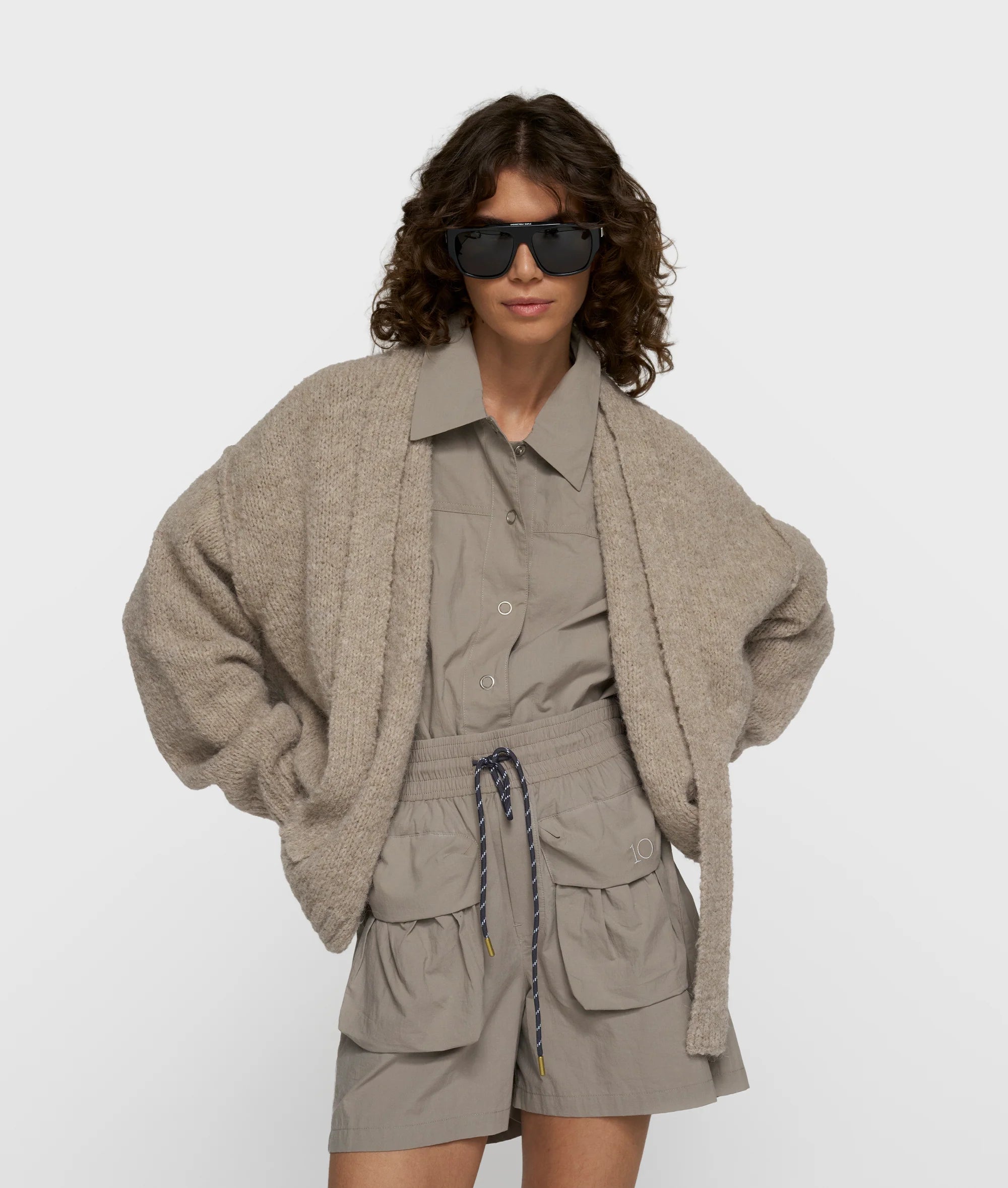 Short Belted Knit Cardigan