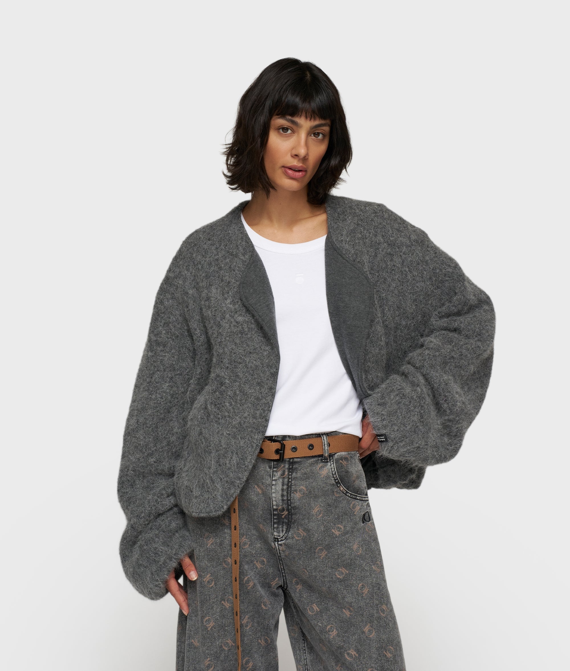 Puffy Hairy Knit Bomber