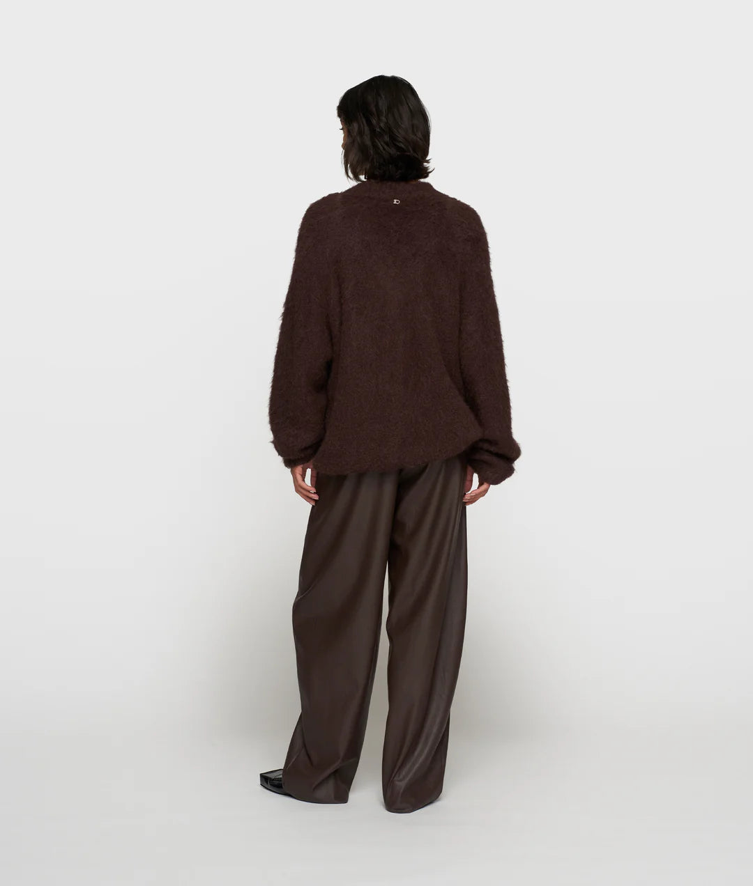 V-Neck Knit Sweater-deep wine