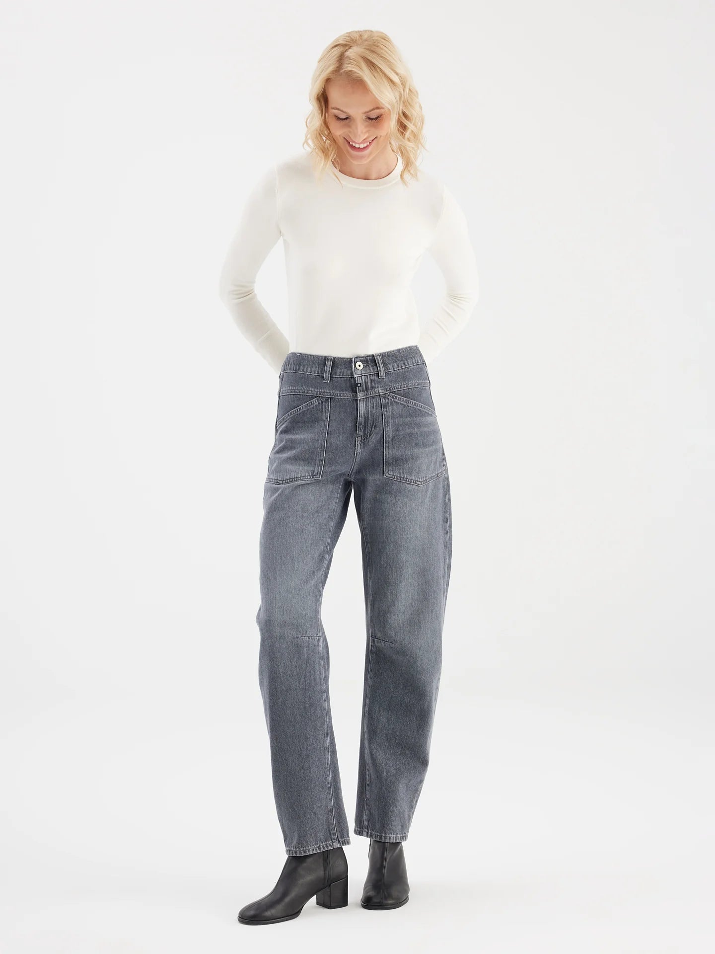 Mid Waist Jeans "Selena" dark grey vintage