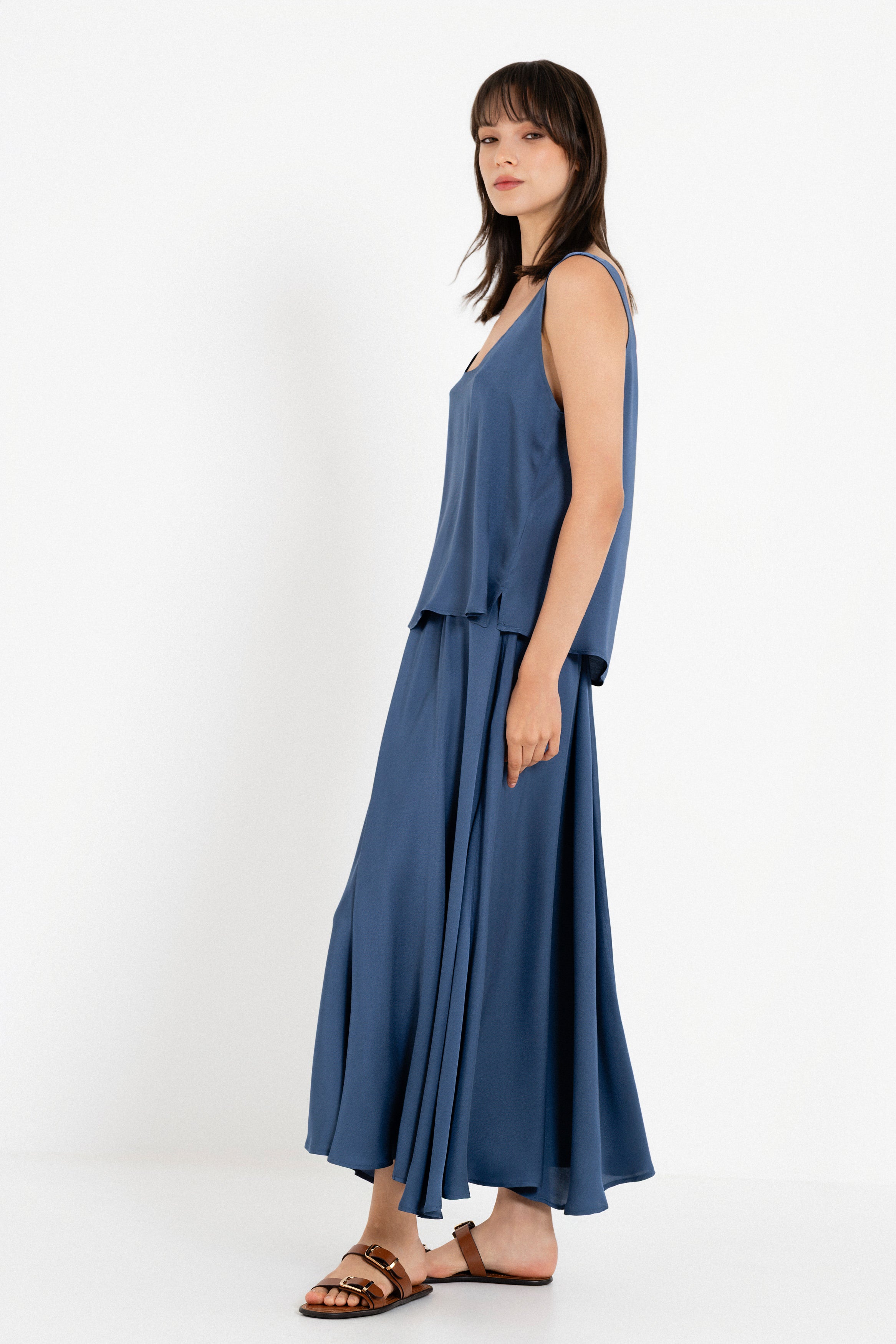 Satin Cropped Top Blue