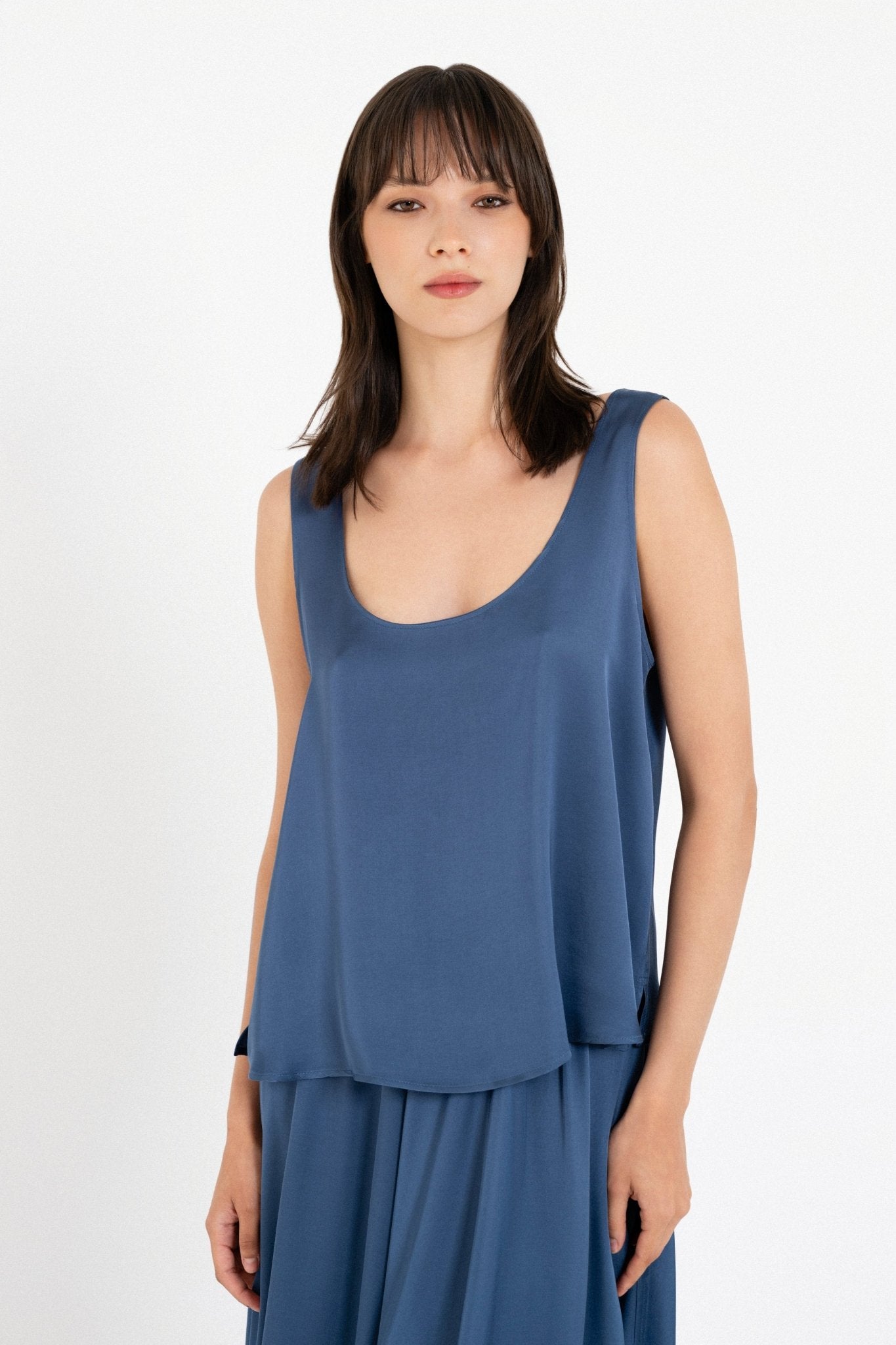 Satin Cropped Top Blue - Dein Lieblingsladen Concept