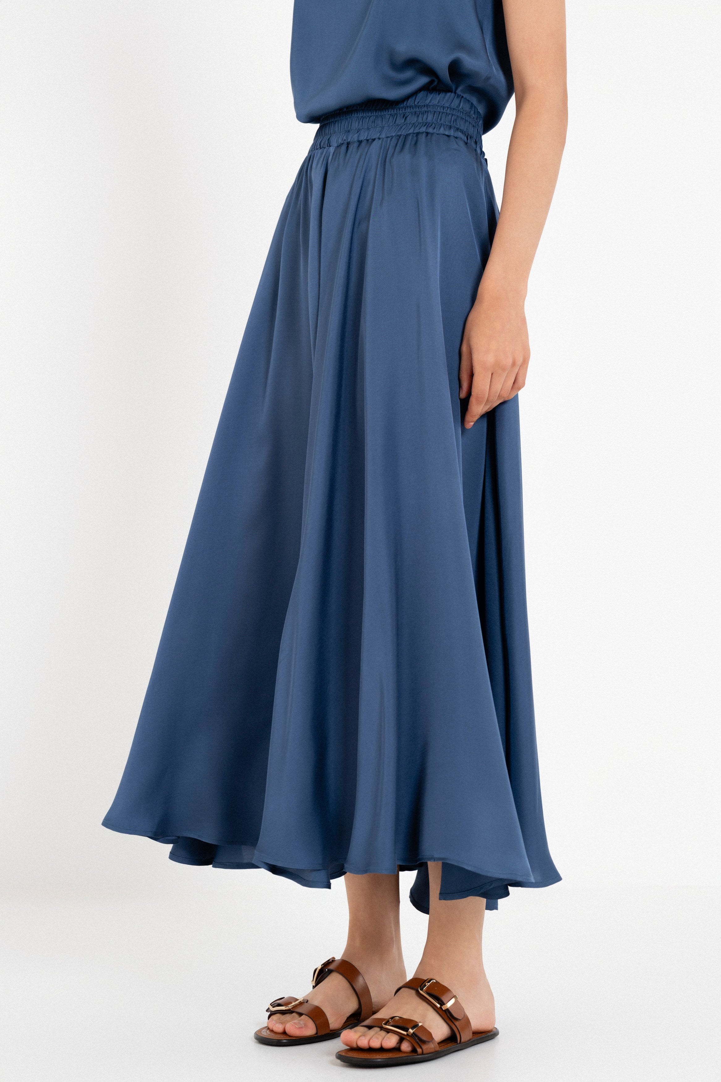 Satin Skirt Blue