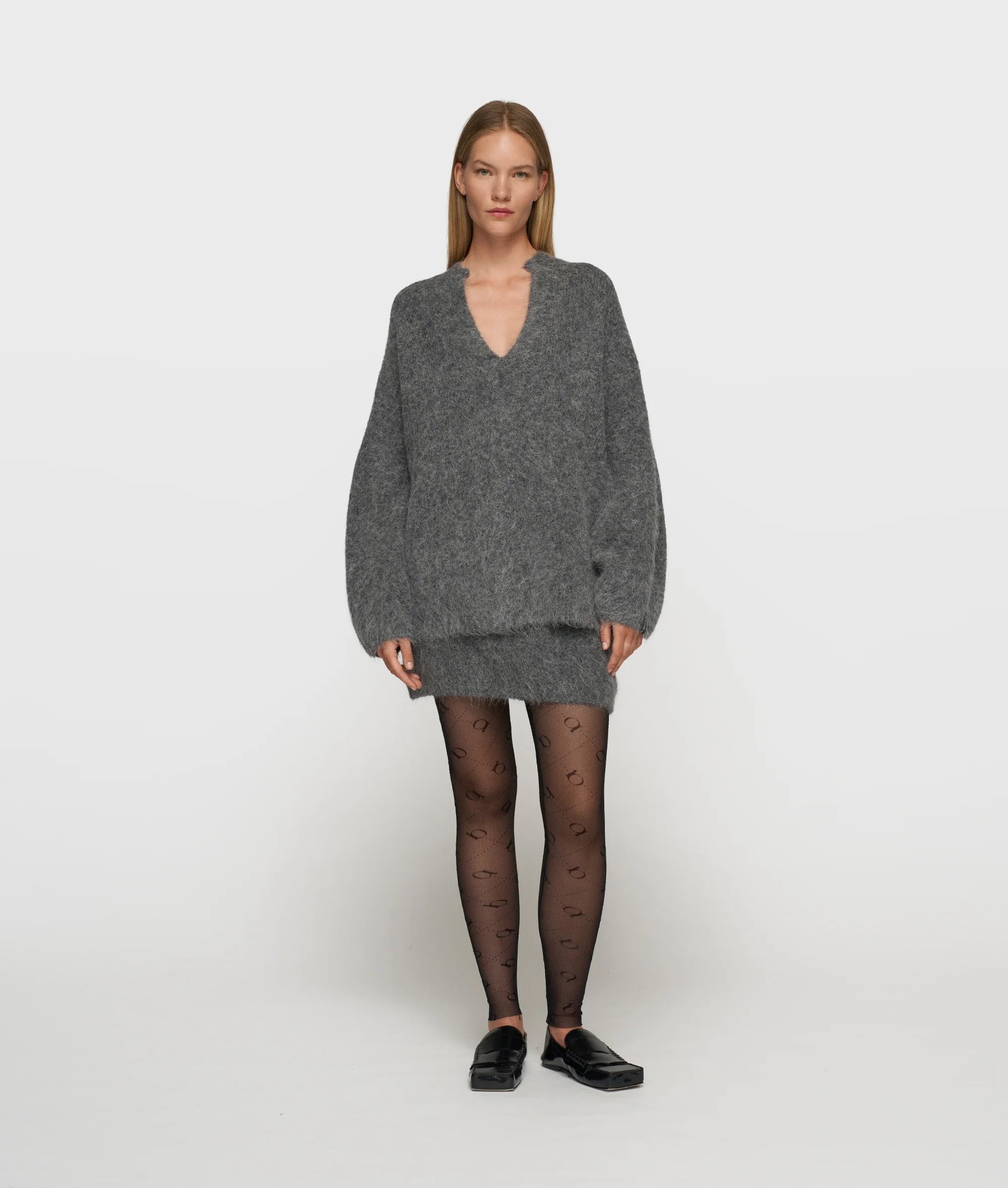 V-Neck Hairy Knit Sweater