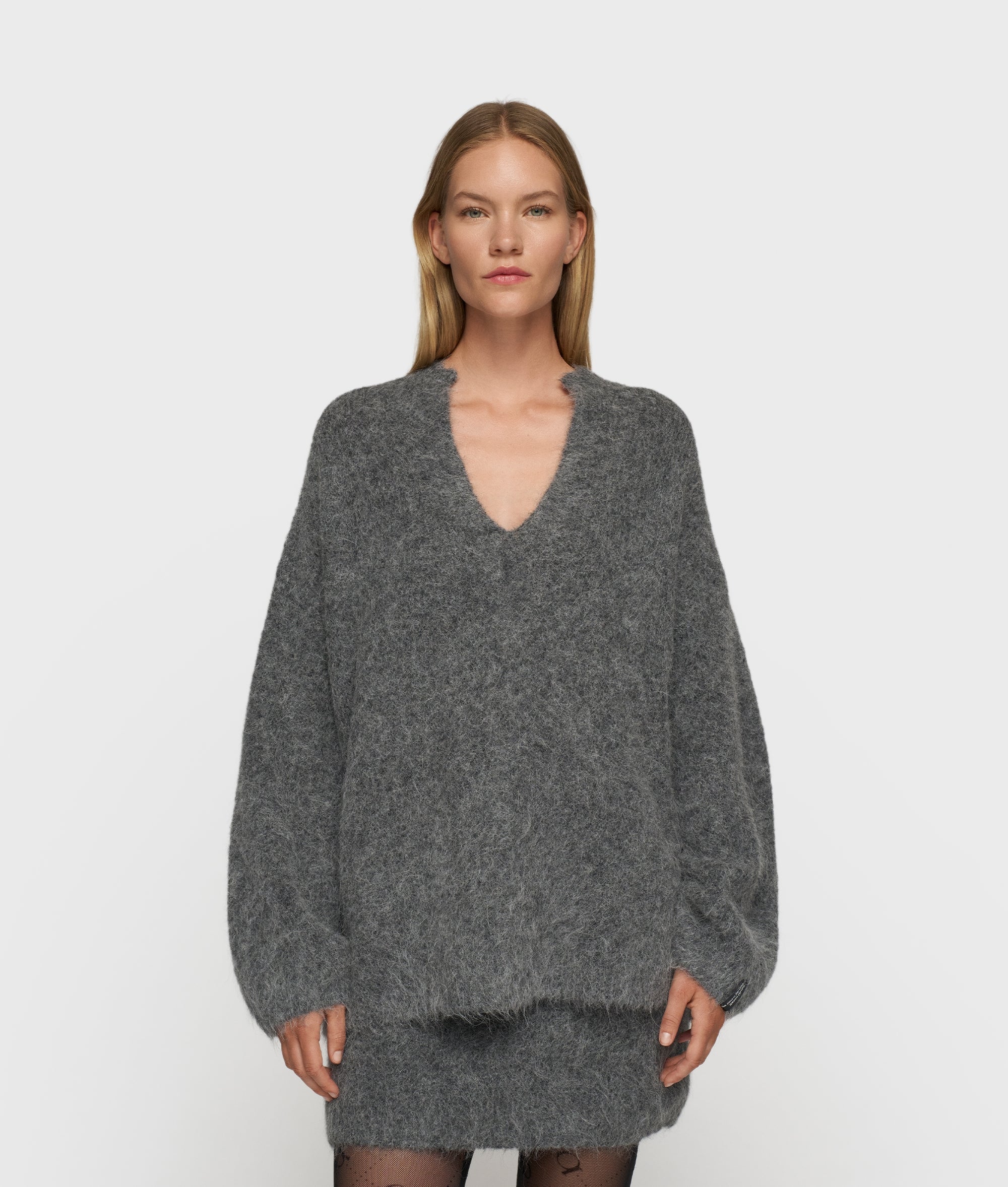 V-Neck Hairy Knit Sweater