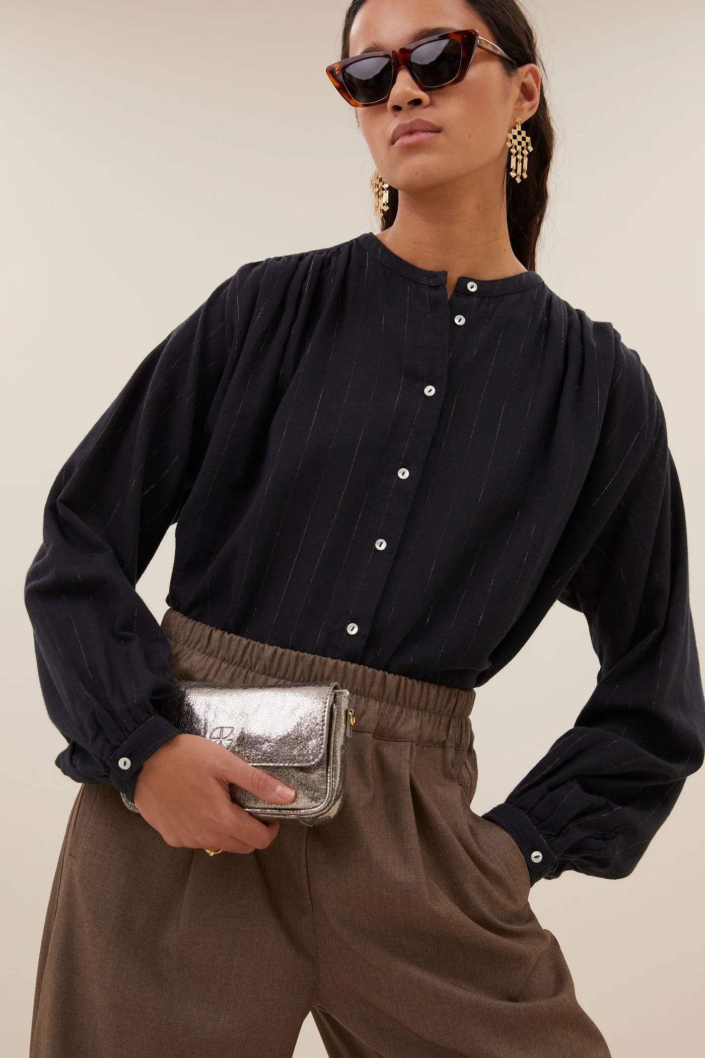 Lurex Bluse "Nyka" midnight lurex stripe