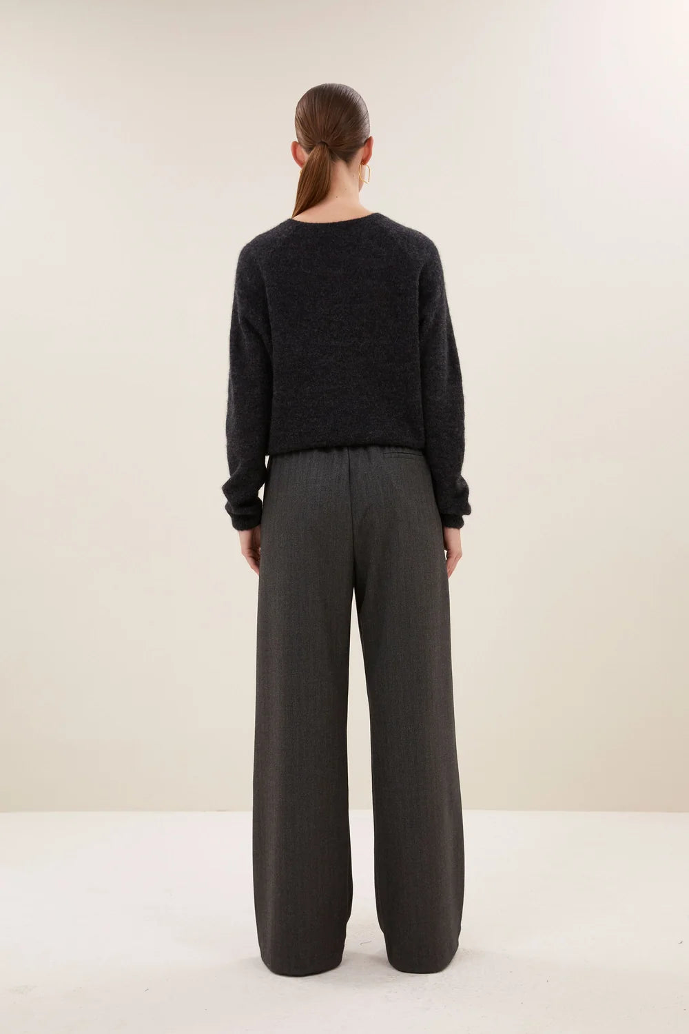 Pants "Pelle Herringbone" black herringbone