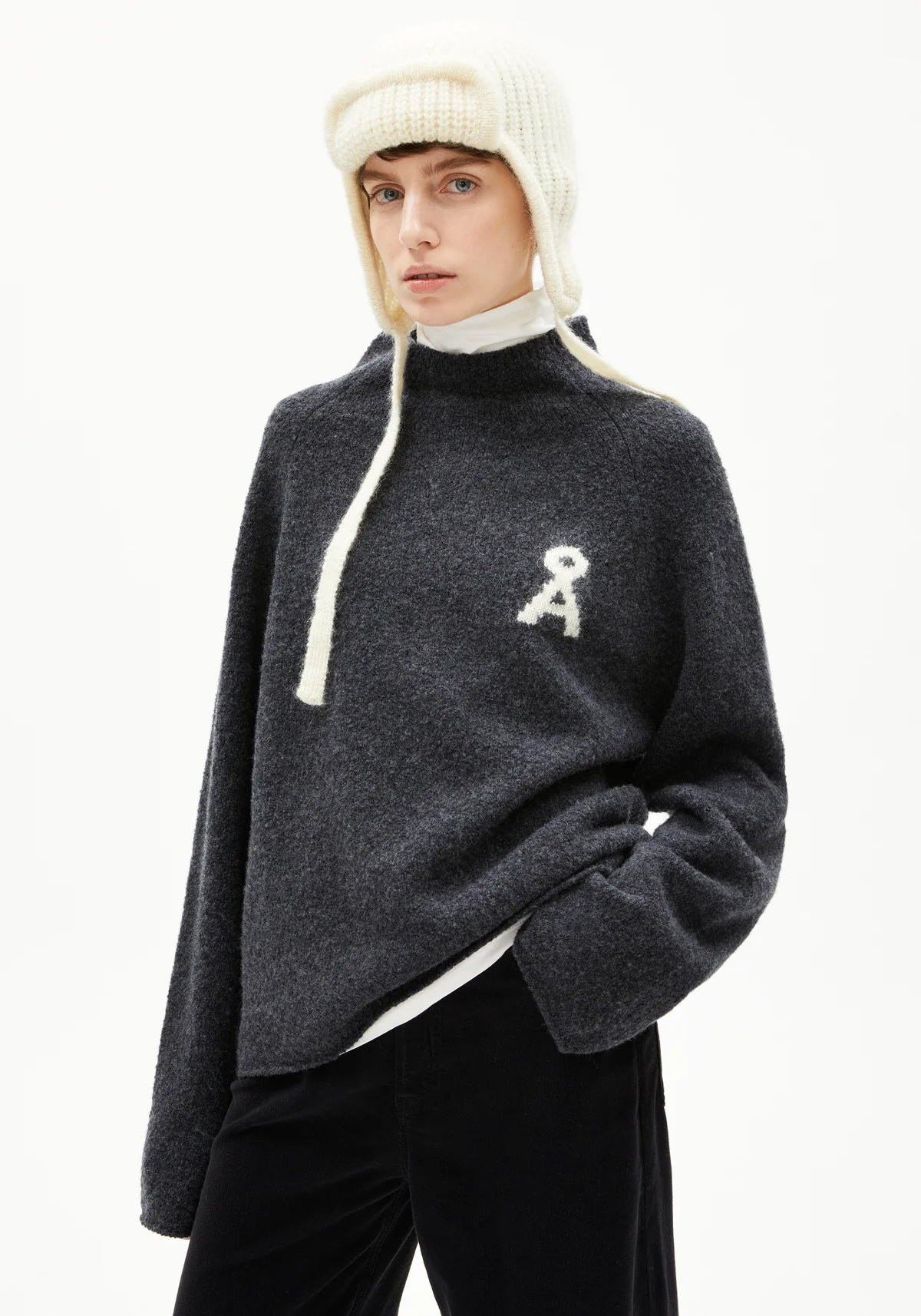 Pullover "Iconic A Monalaa Bouclé"-steel melange-oatmilk