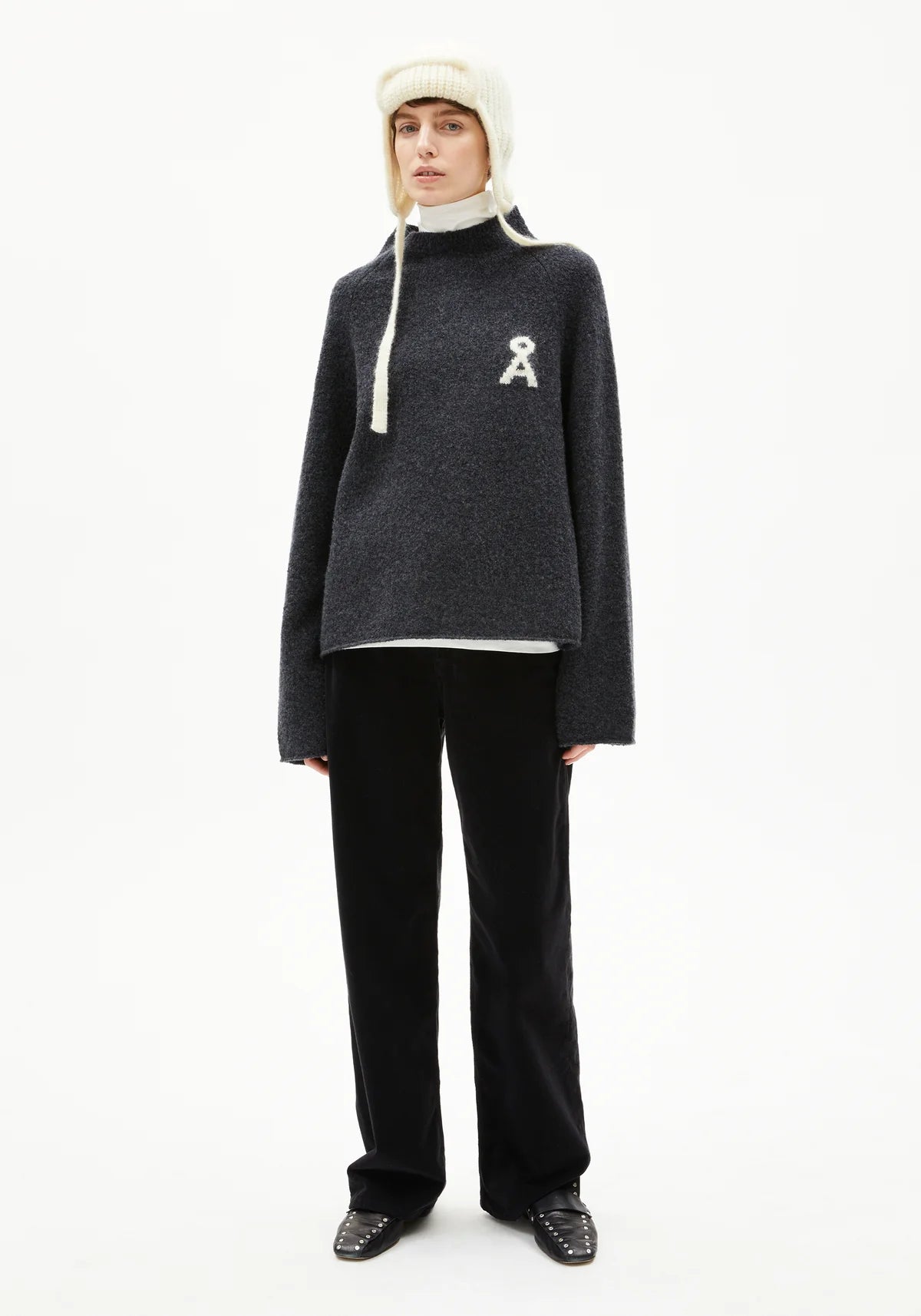 Pullover "Iconic A Monalaa Bouclé"-steel melange-oatmilk