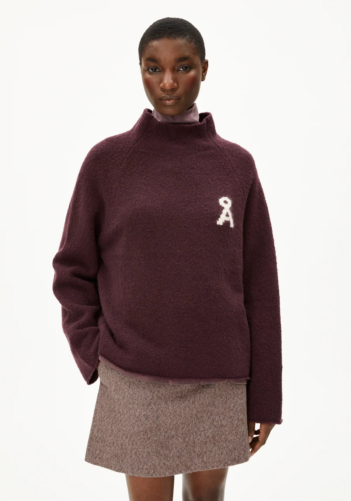 Pullover "Iconic A Monalaa Bouclé"-dark cranberry-oatmilk