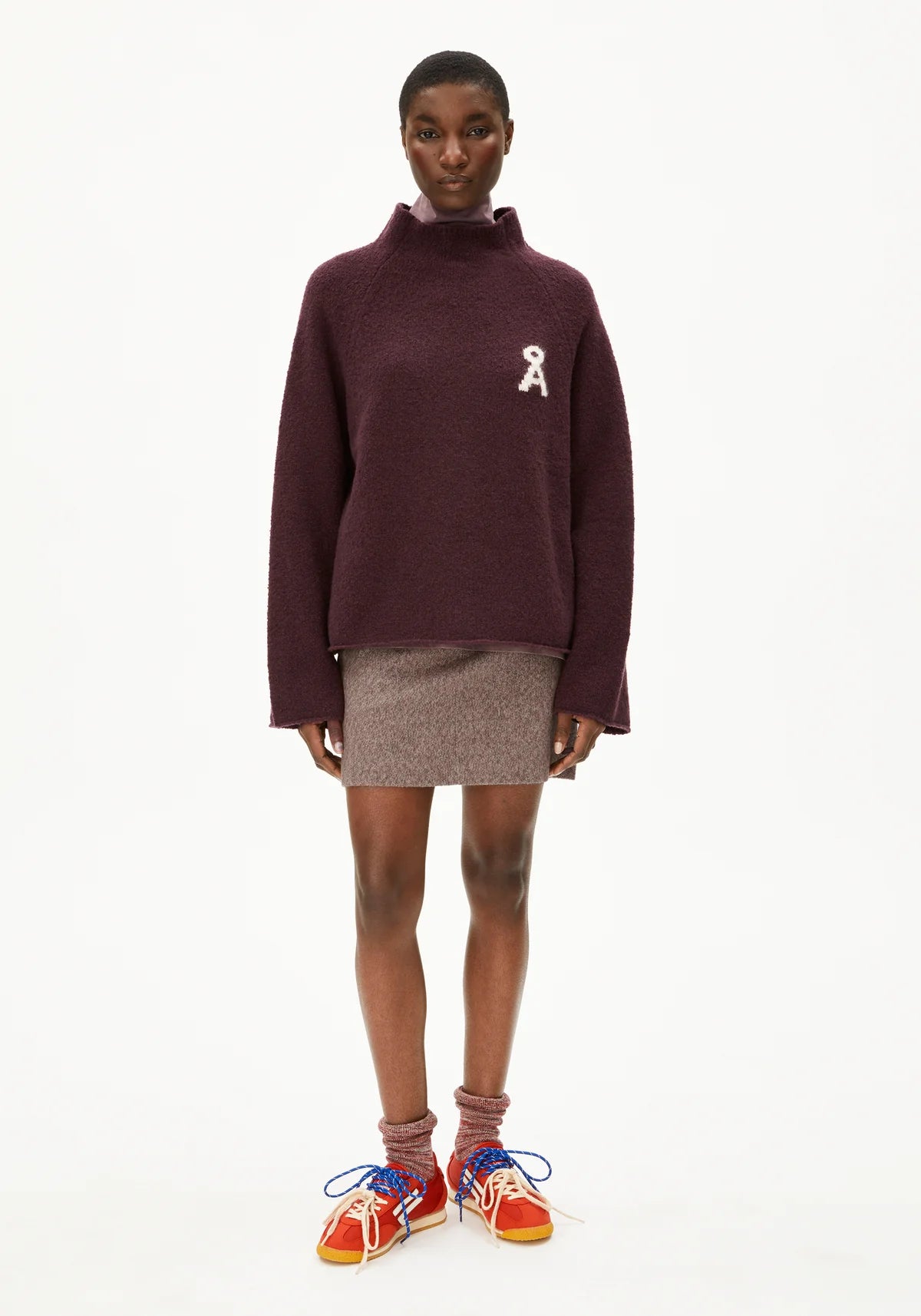 Pullover "Iconic A Monalaa Bouclé"-dark cranberry-oatmilk