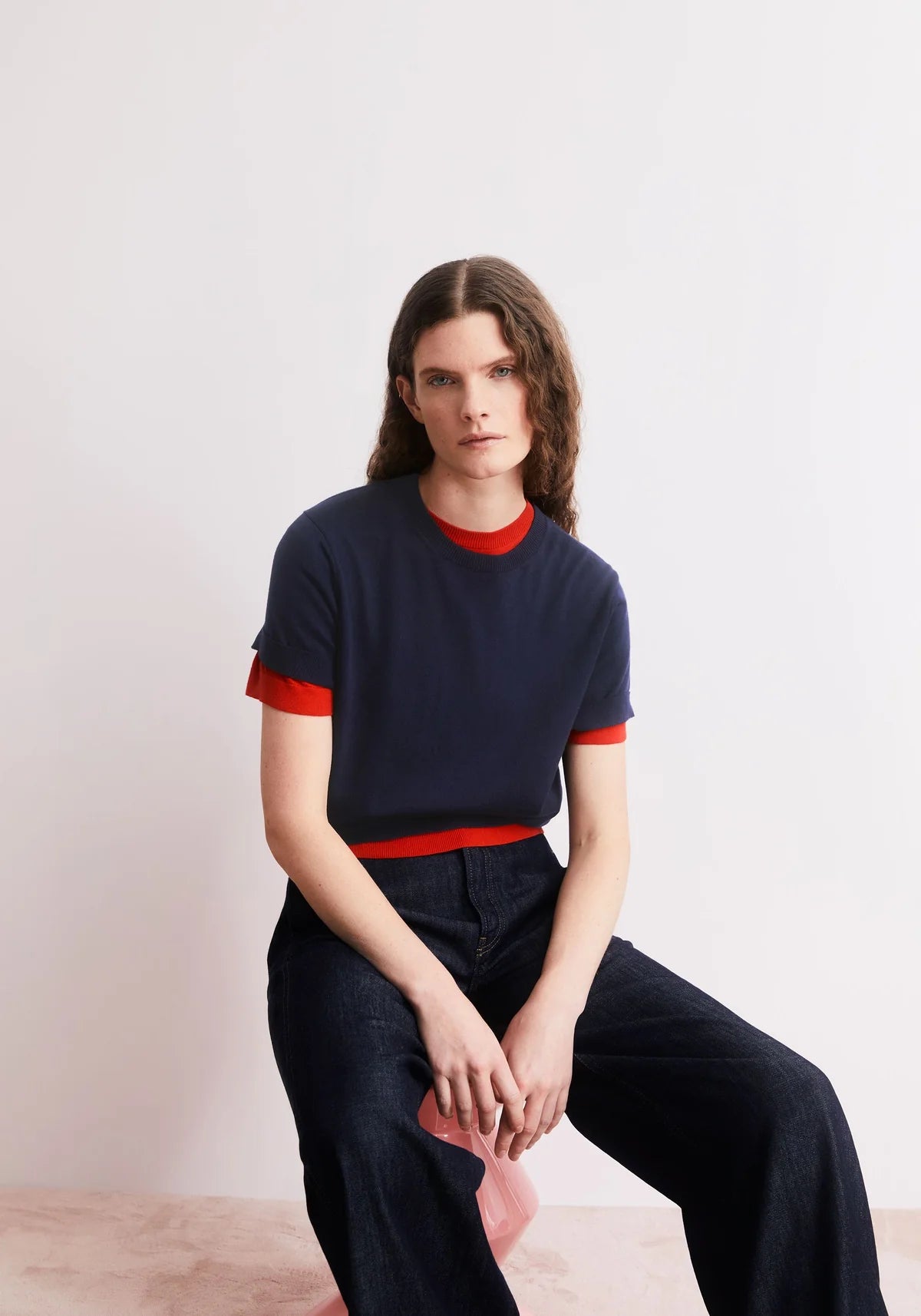 Knit Sweater "Fine" tinted navy