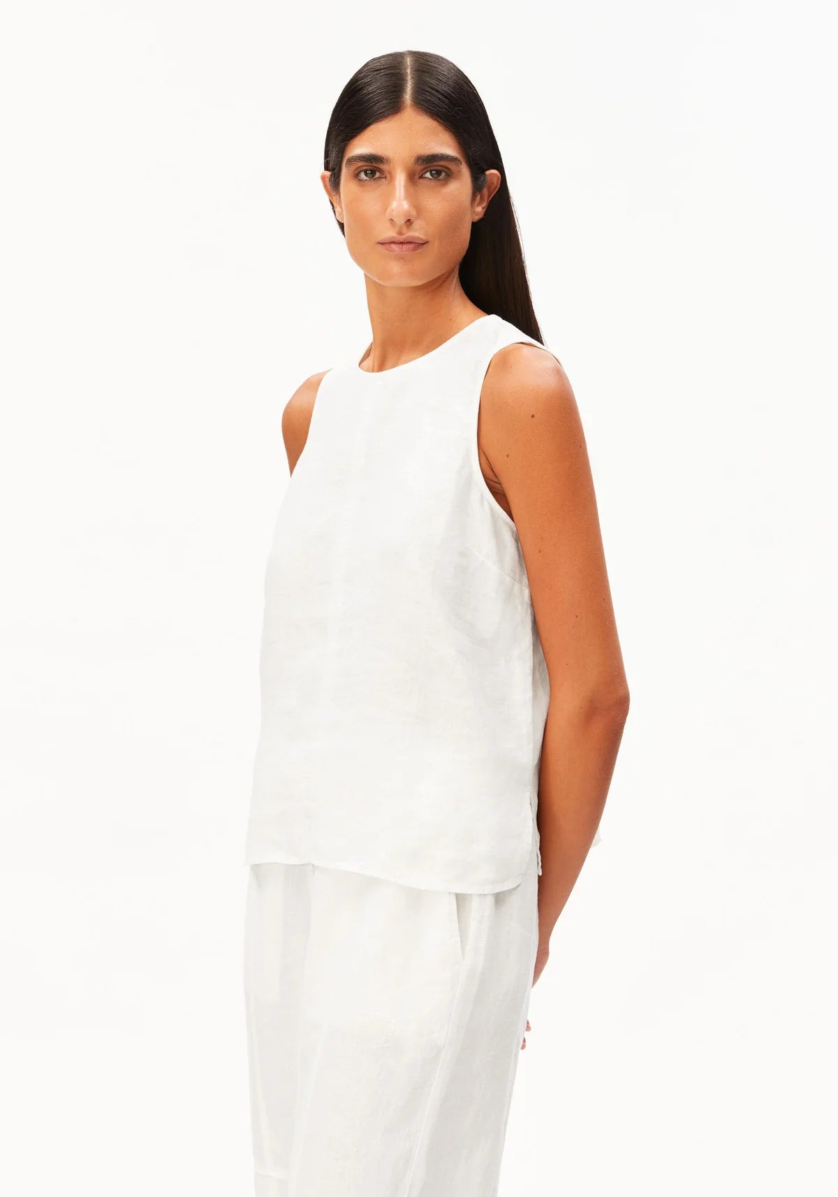 Pure Linen Blouse Top White