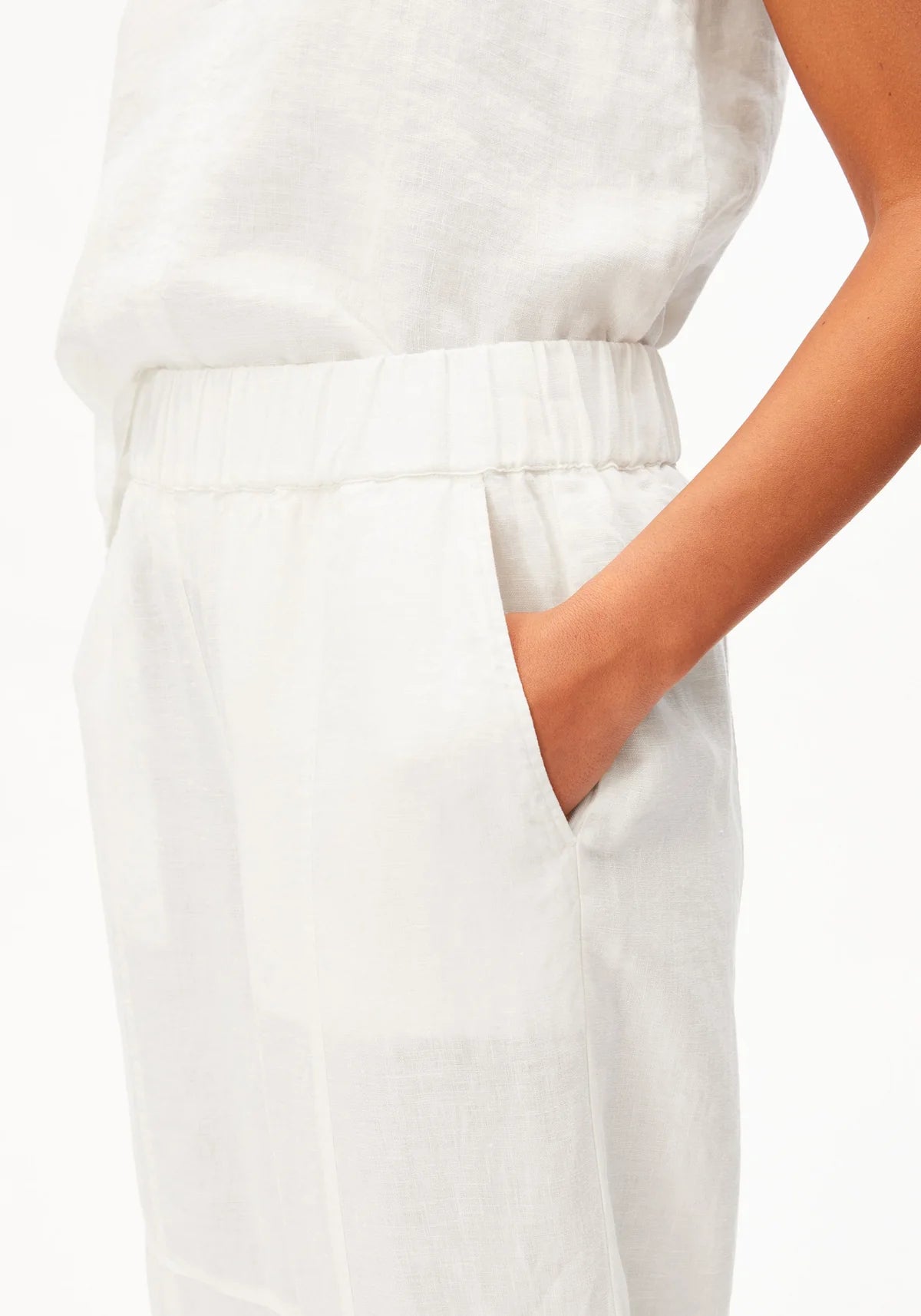 Pure Linen Pull On Barrel Pant White - Dein Lieblingsladen Concept