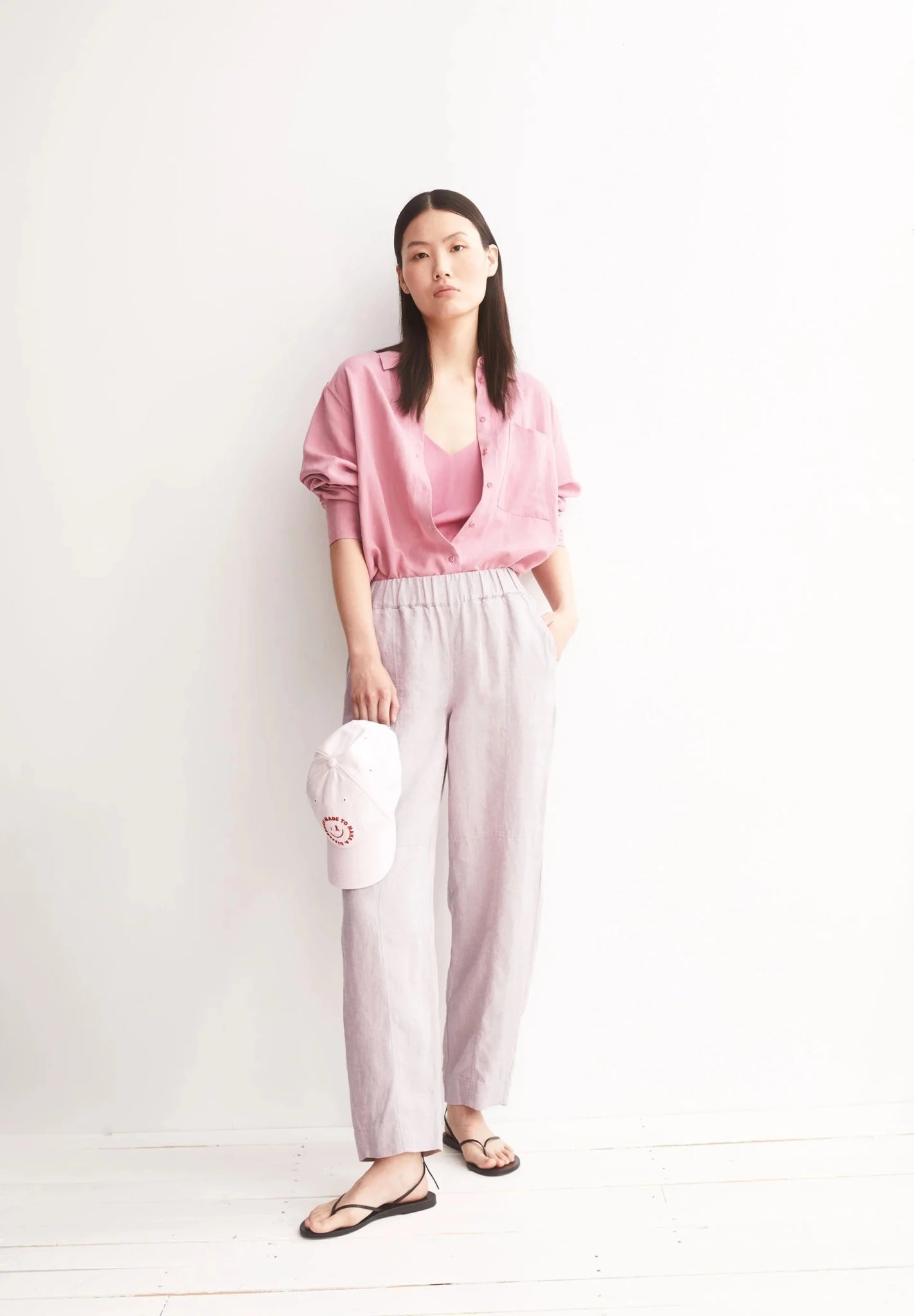 Pure Linen Pull On Barrel Pant Pink Mist - Dein Lieblingsladen Concept