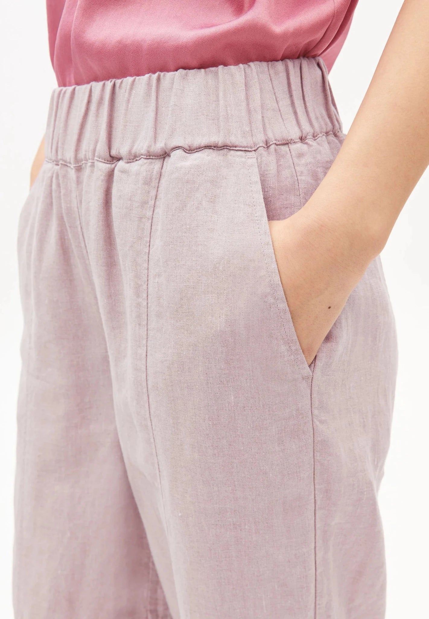 Pure Linen Pull On Barrel Pant Pink Mist - Dein Lieblingsladen Concept