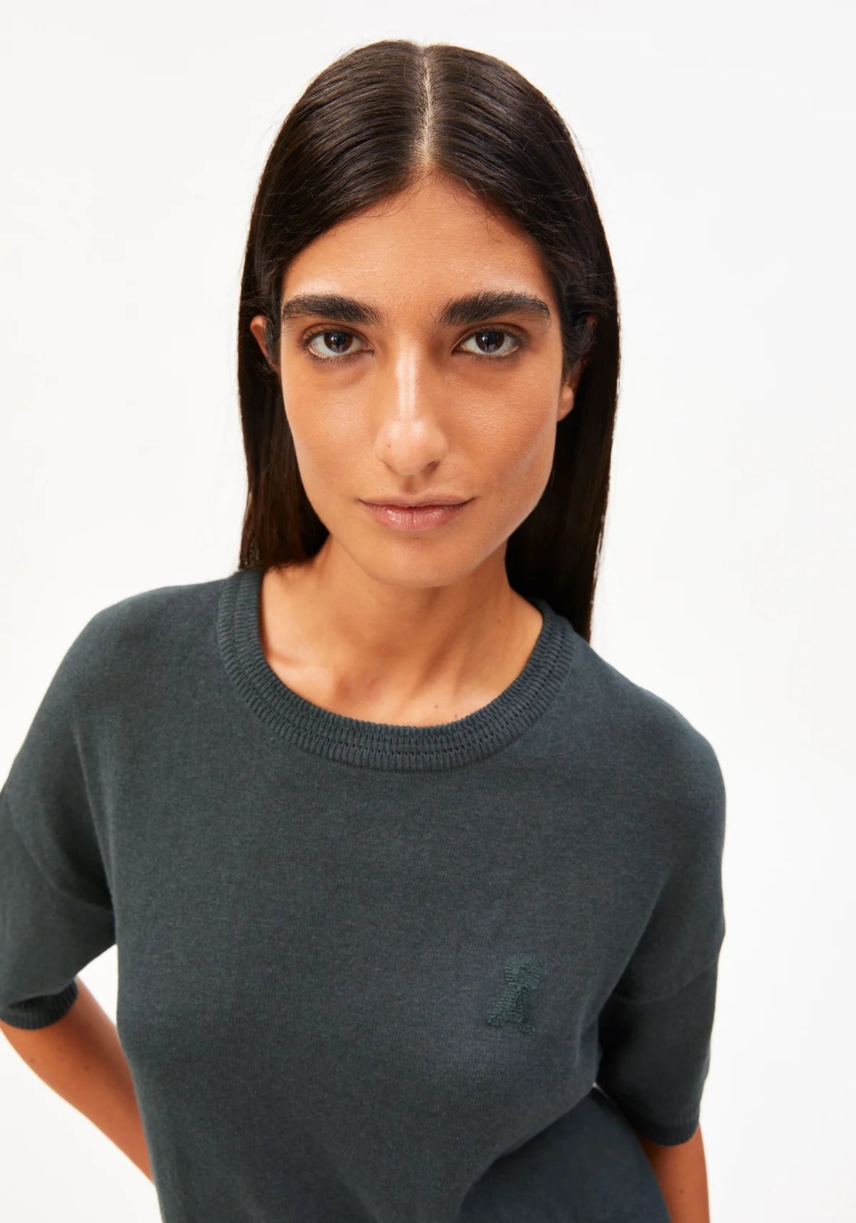 Linen Blend Knit Sweater Space Steel