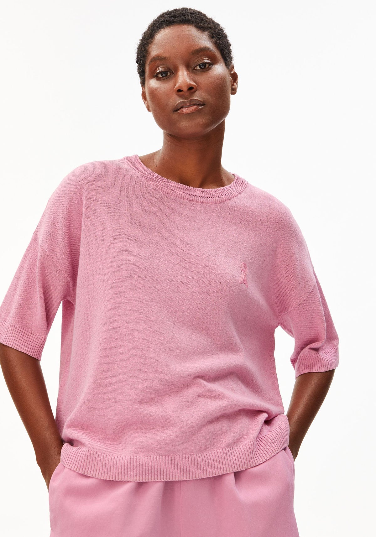 Linen Blend Knit Sweater Washed Berry