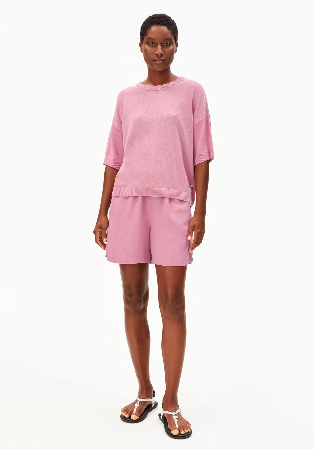 Linen Blend Knit Sweater Washed Berry