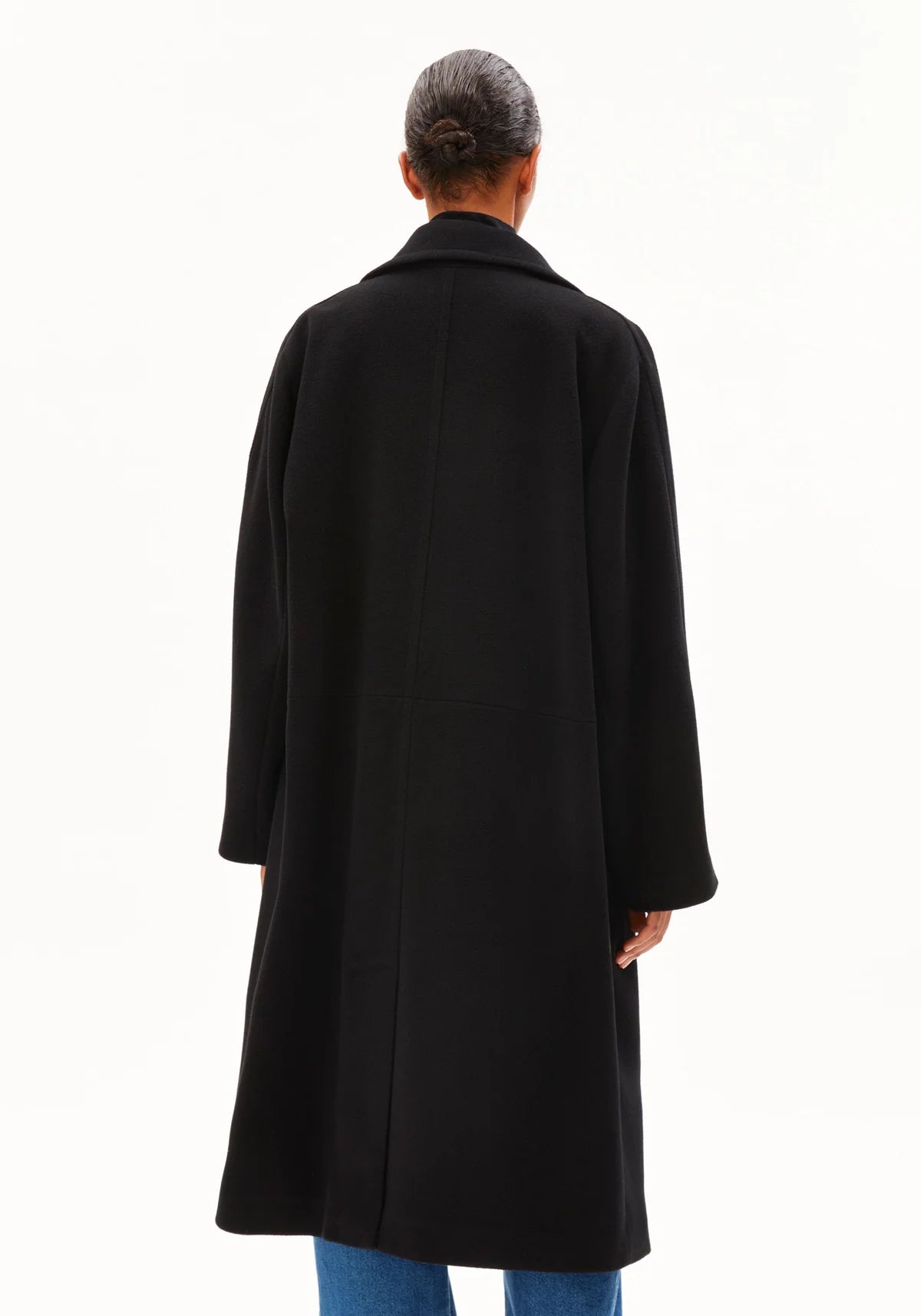 Doppelreihiger Wollmantel black