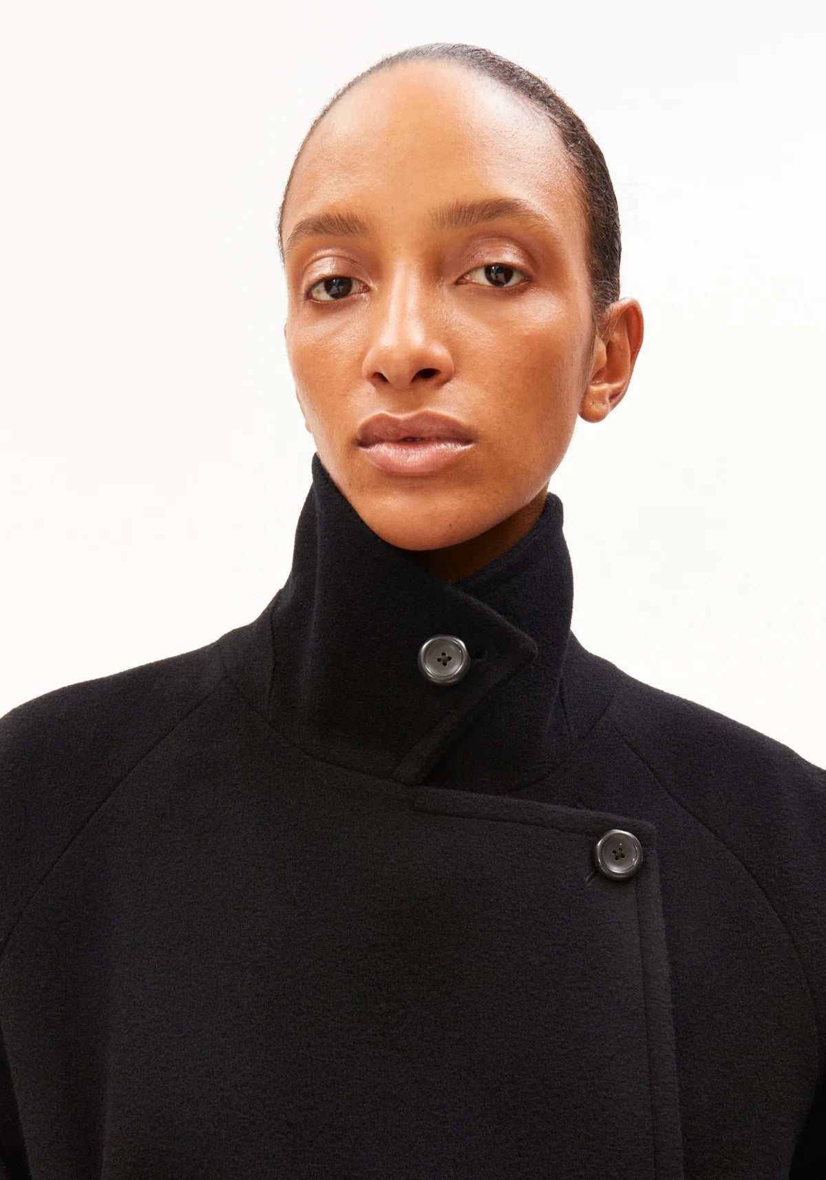 Doppelreihiger Wollmantel black