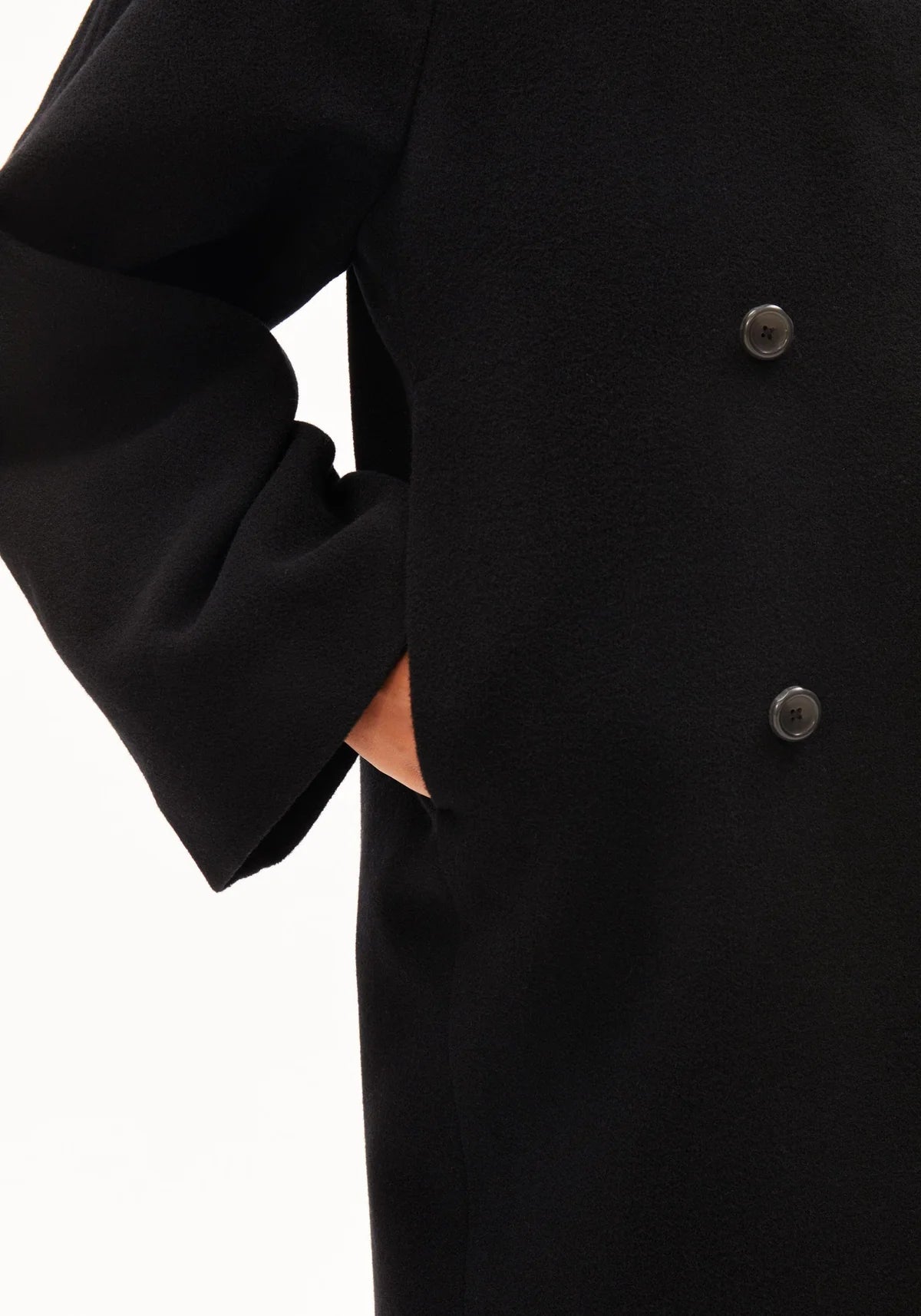 Doppelreihiger Wollmantel black