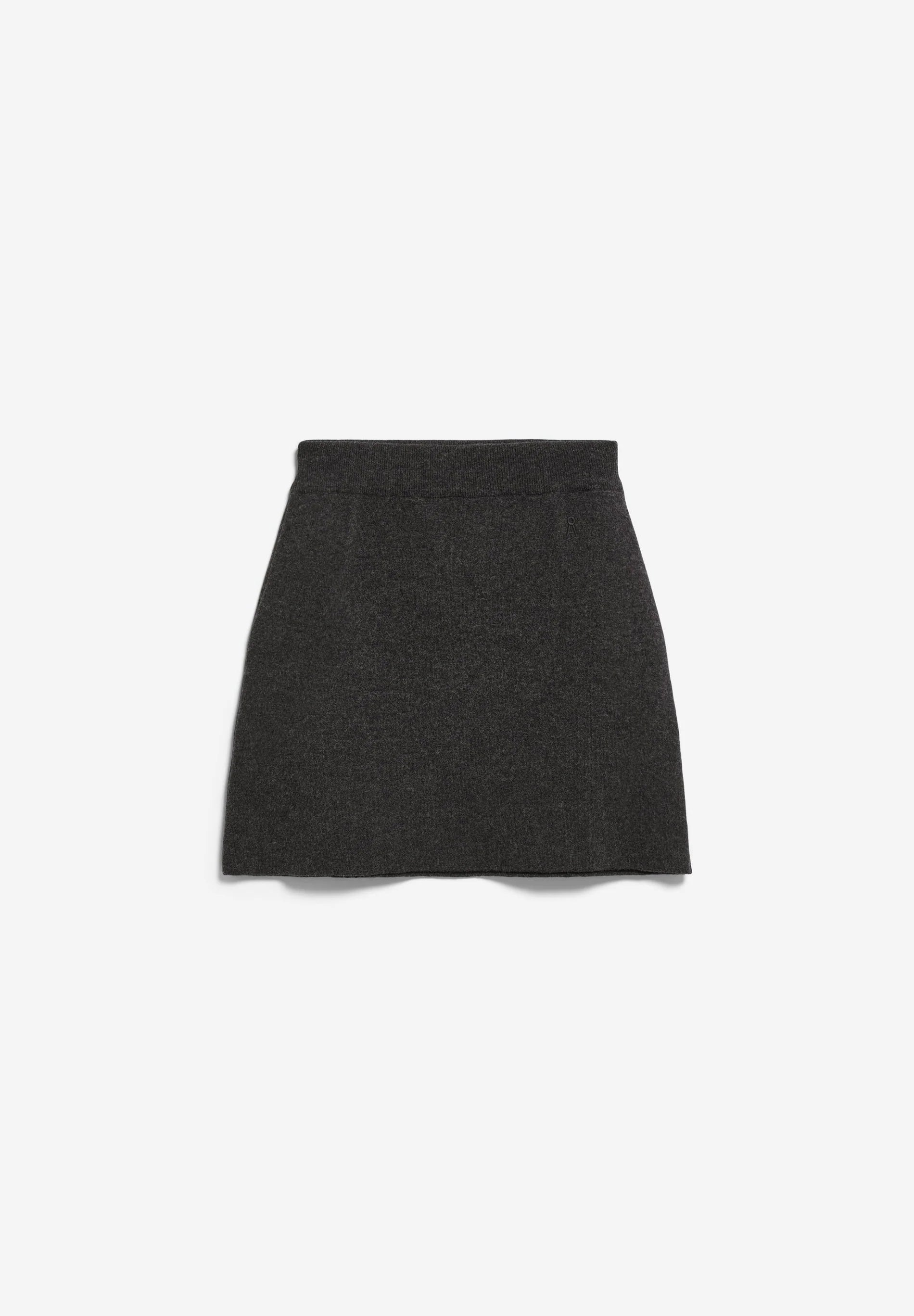 Cotton Wool Mini Knit Skirt - steel melange