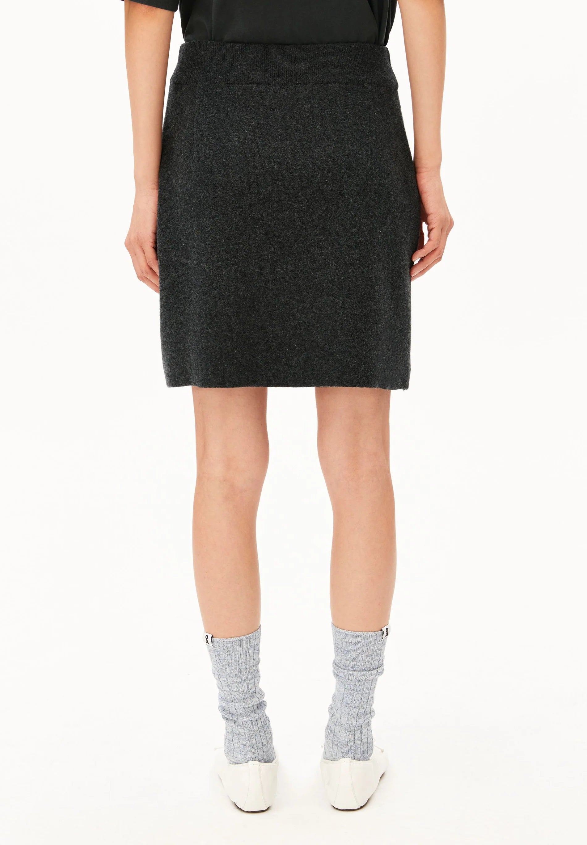 Cotton Wool Mini Knit Skirt - steel melange