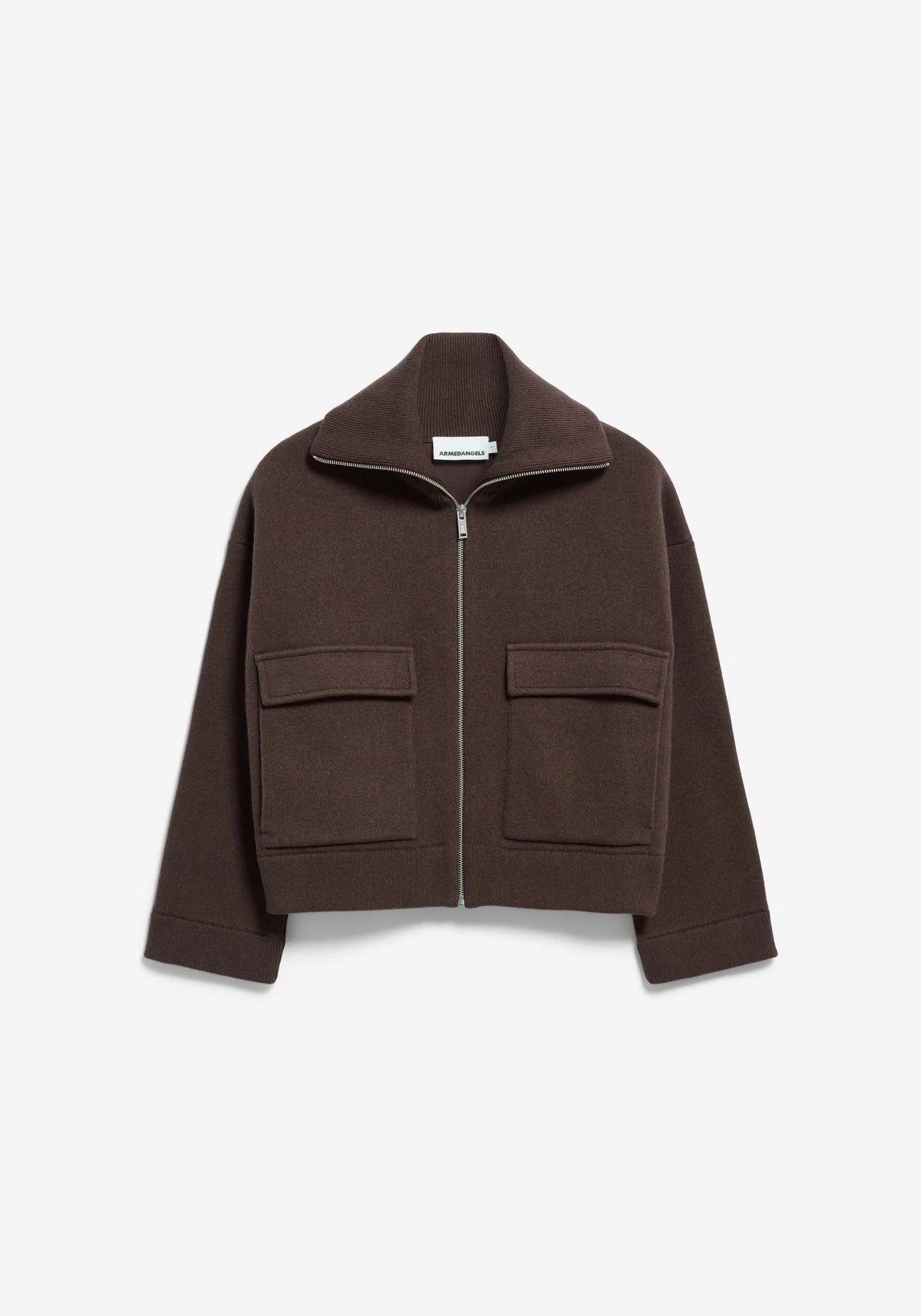 Cotton Wool Knit Jacket - dark honey melange