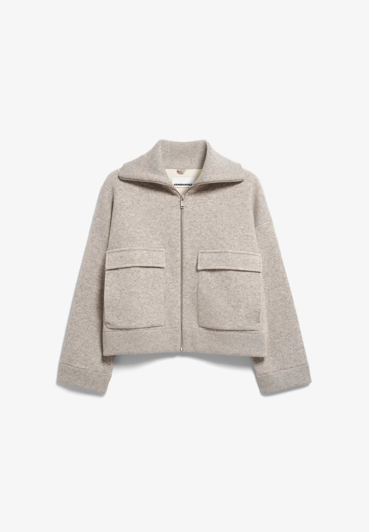 Cotton Wool Knit Jacket - dark honey melange - Dein Lieblingsladen Concept