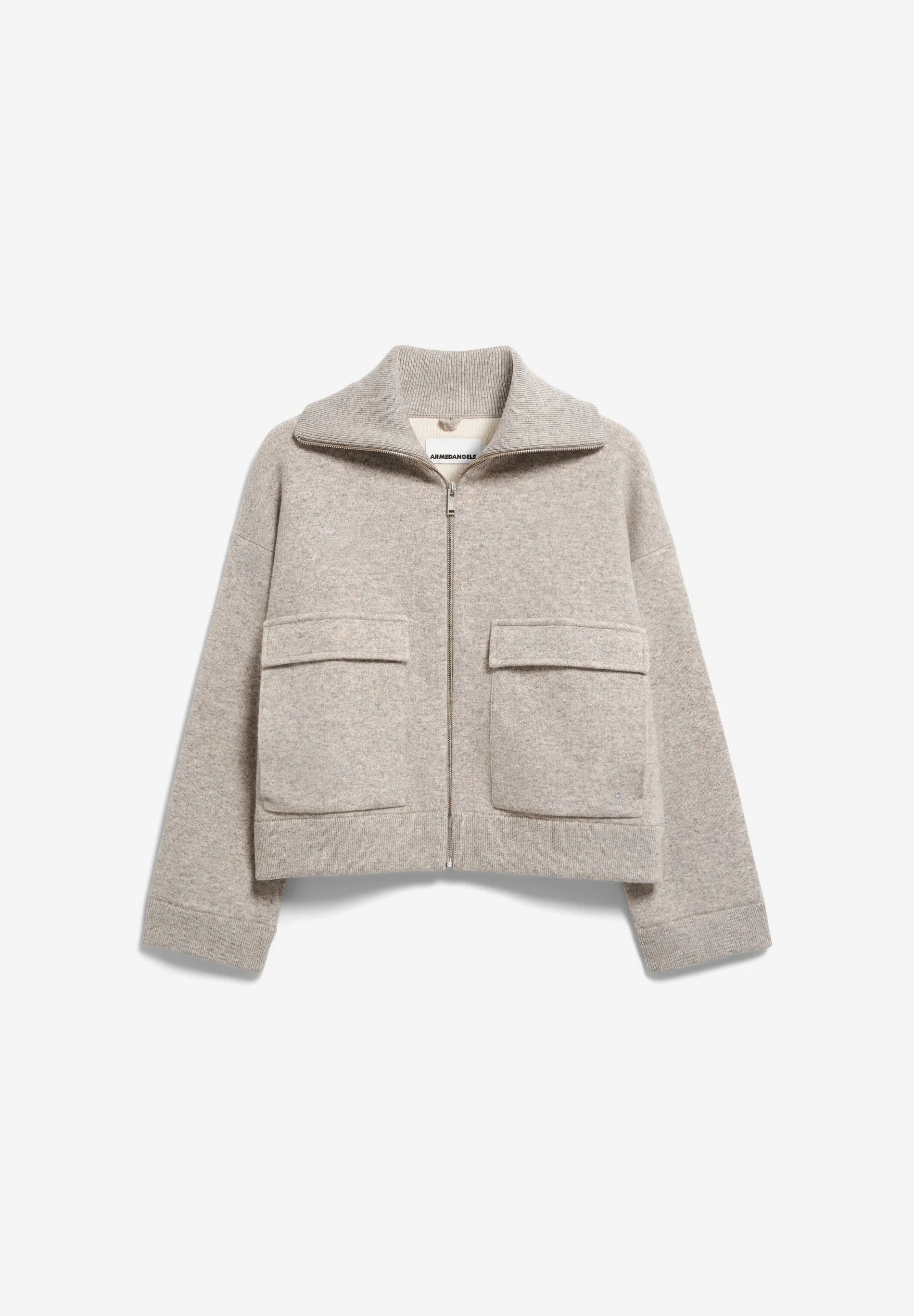 Cotton Wool Knit Jacket - dark honey melange