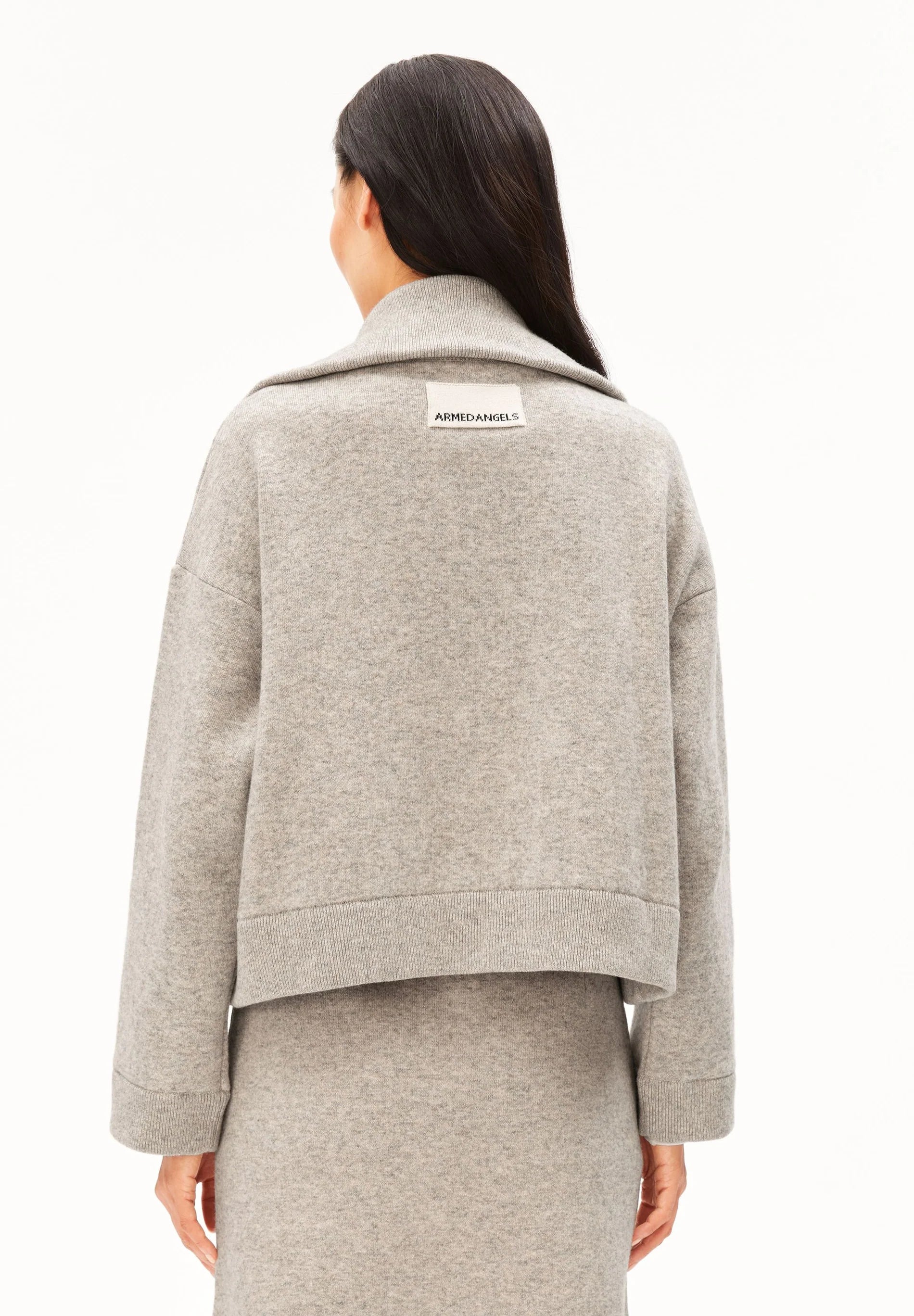 Cotton Wool Knit Jacket - dark honey melange