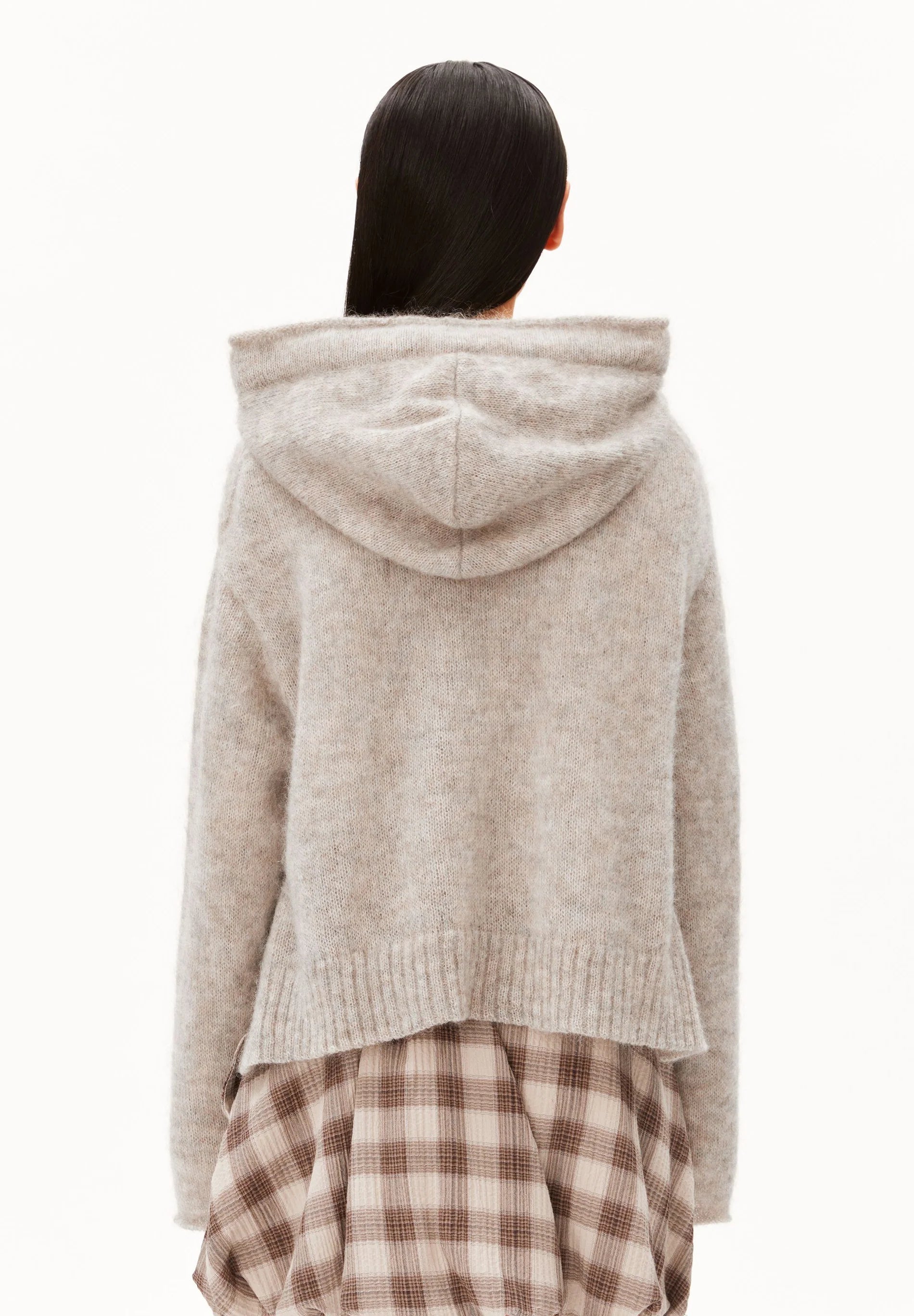 Mohair Blend Knit Hoodie honey melange