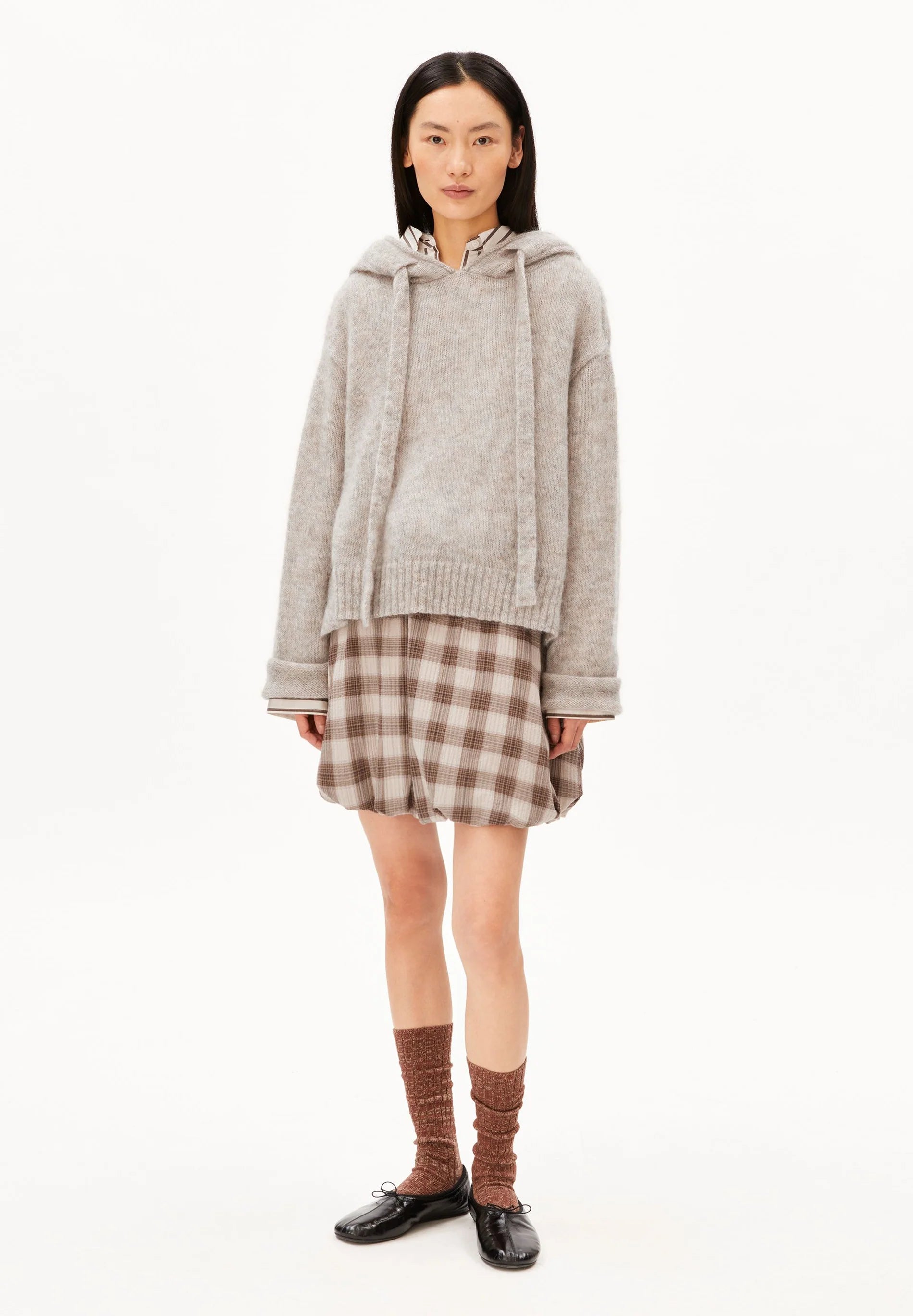 Mohair Blend Knit Hoodie honey melange
