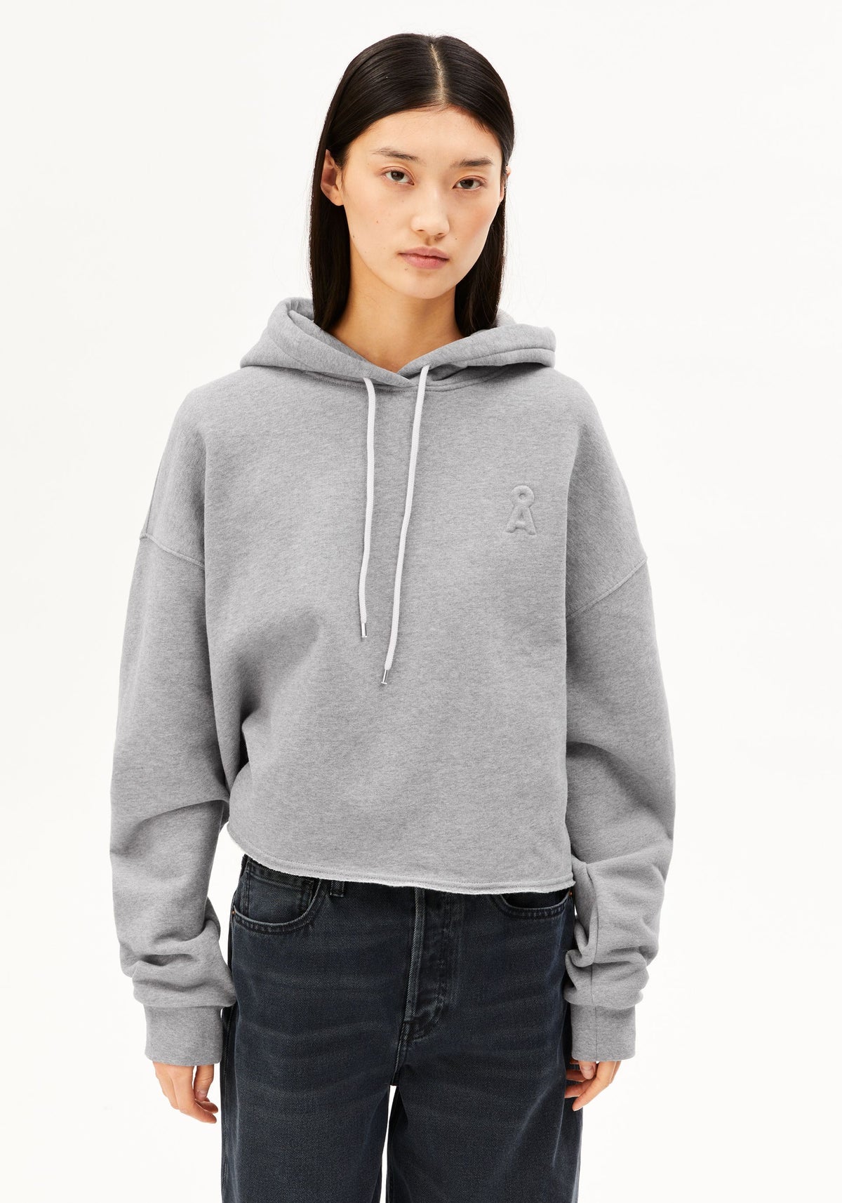 Iconic A Open Edge Hoodie Silver Melange