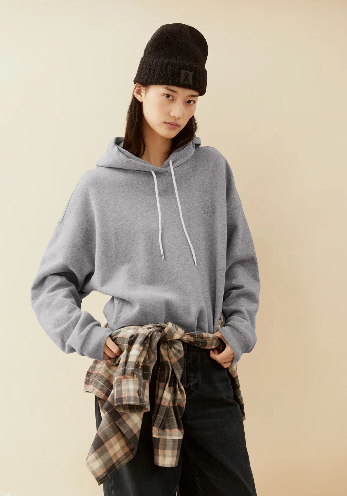 Iconic A Open Edge Hoodie Silver Melange