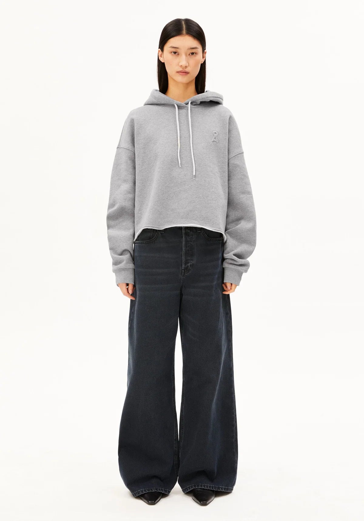 Iconic A Open Edge Hoodie Silver Melange