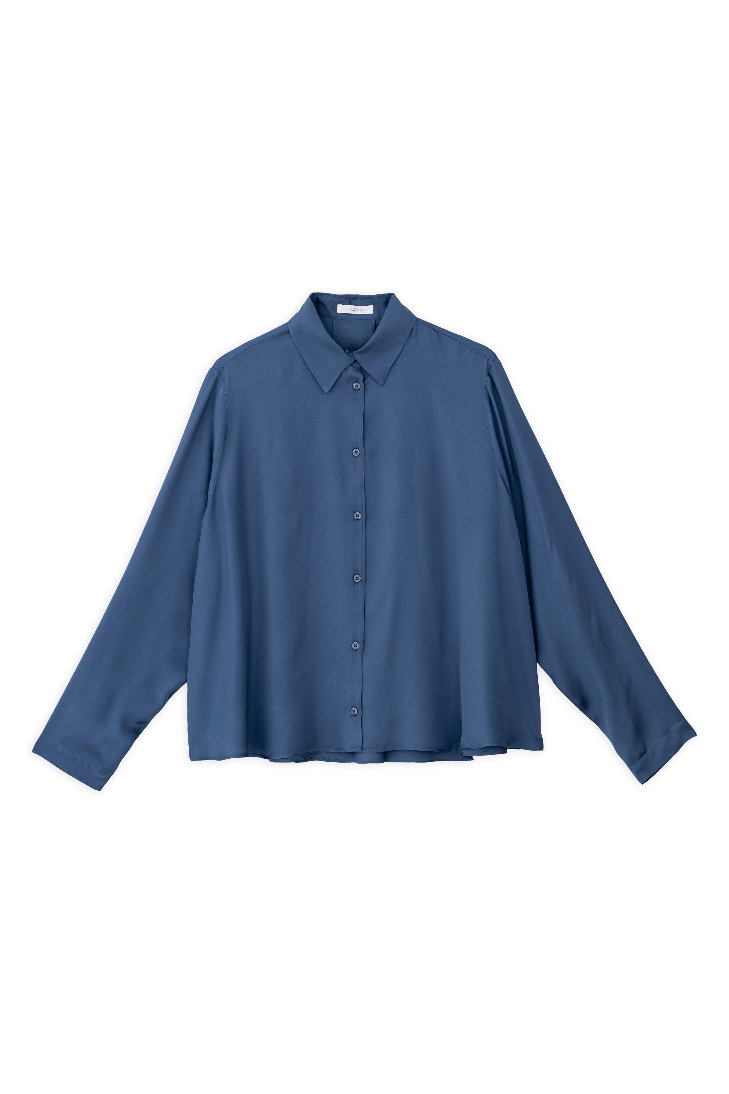 Satin Long Sleeve Shirt Blue