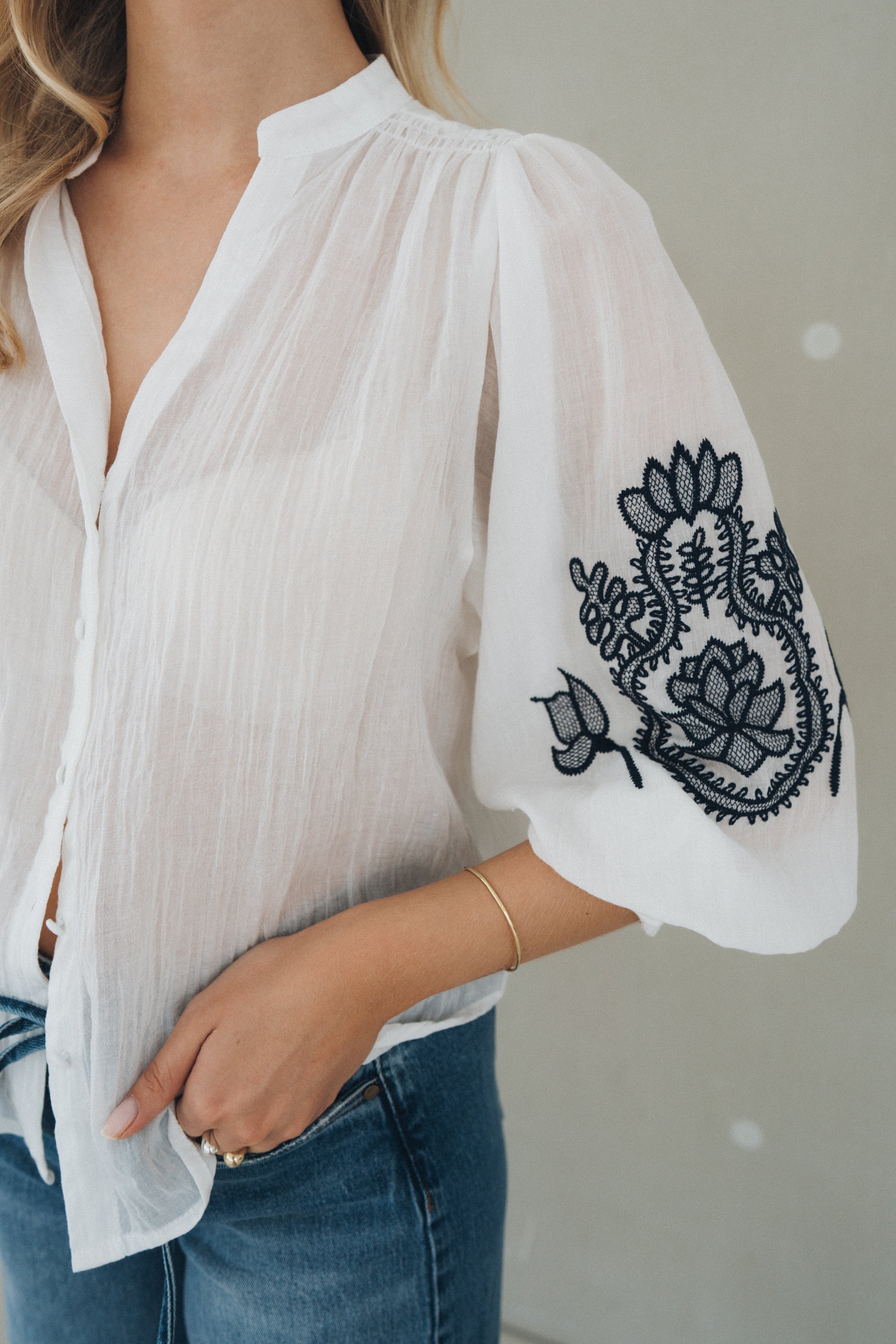 Bluse "NolaDLL" white/navy