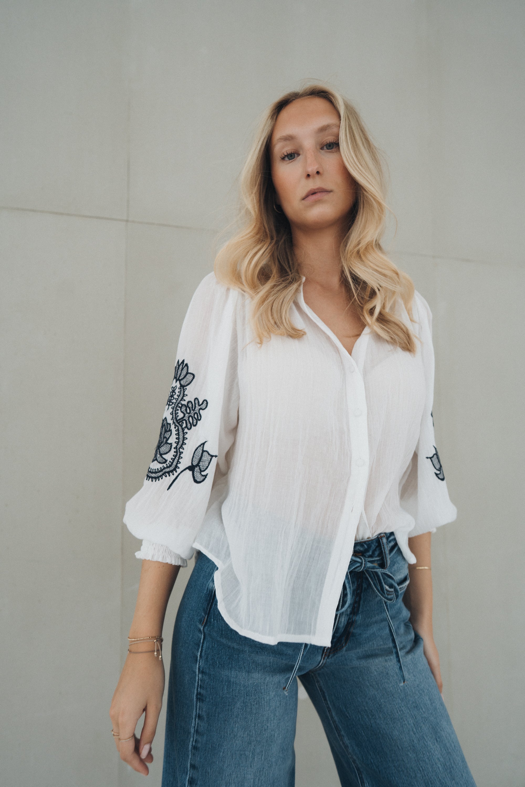 Bluse "NolaDLL" white/navy