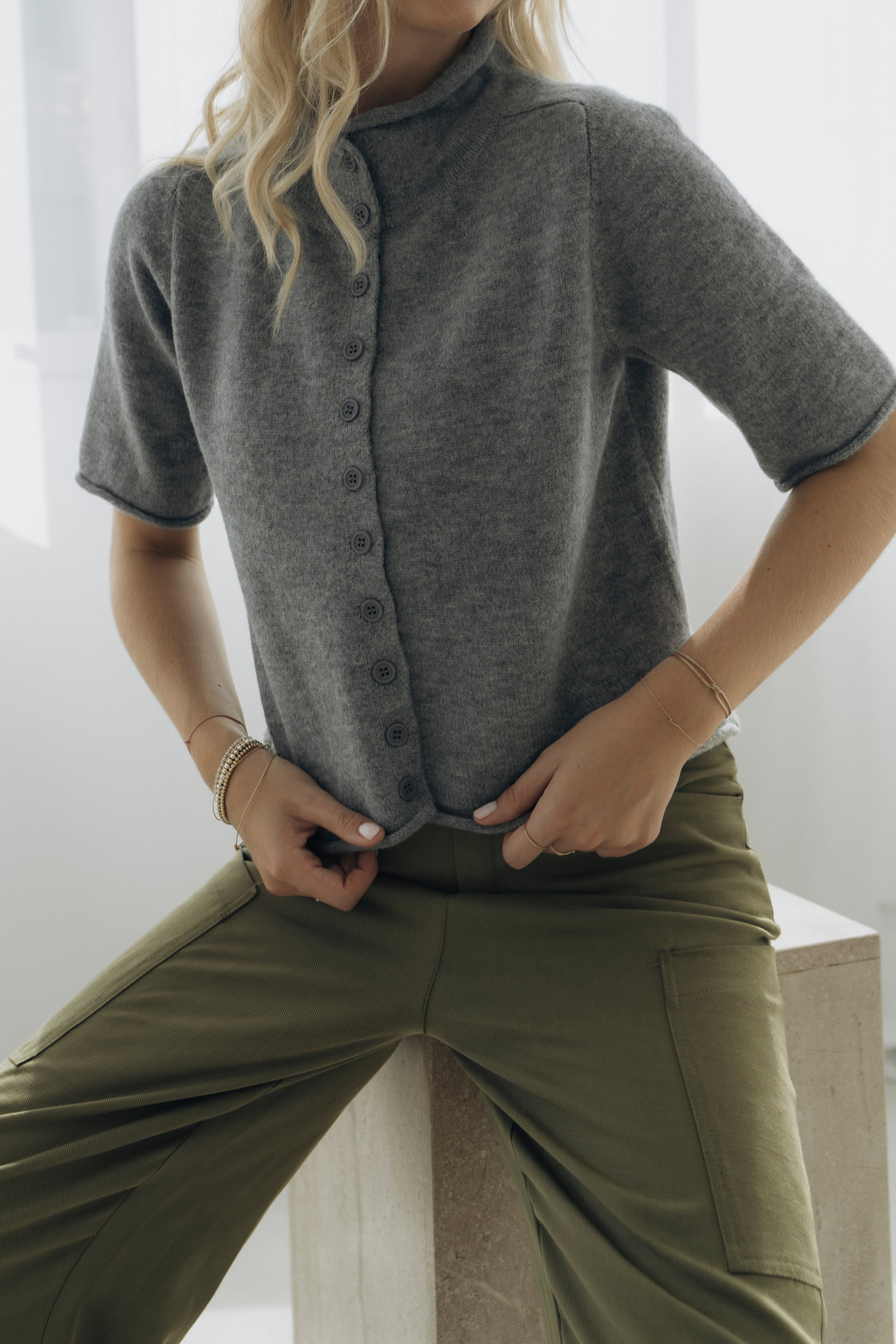 Kurzarm Cardigan "MalouDLL" grey