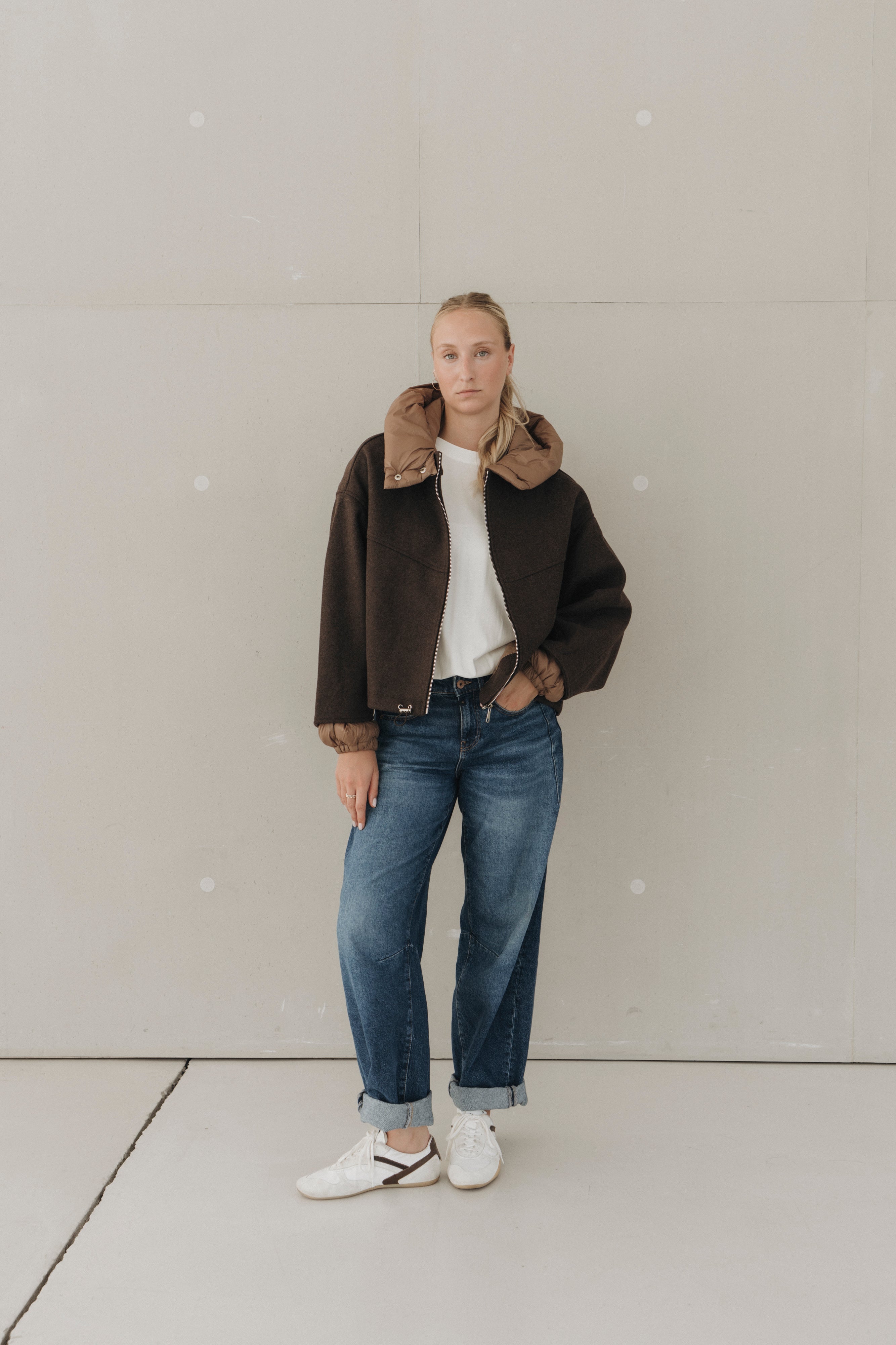 Jacke mit Pufferdetails "MalieDLL" dark brown/cognac