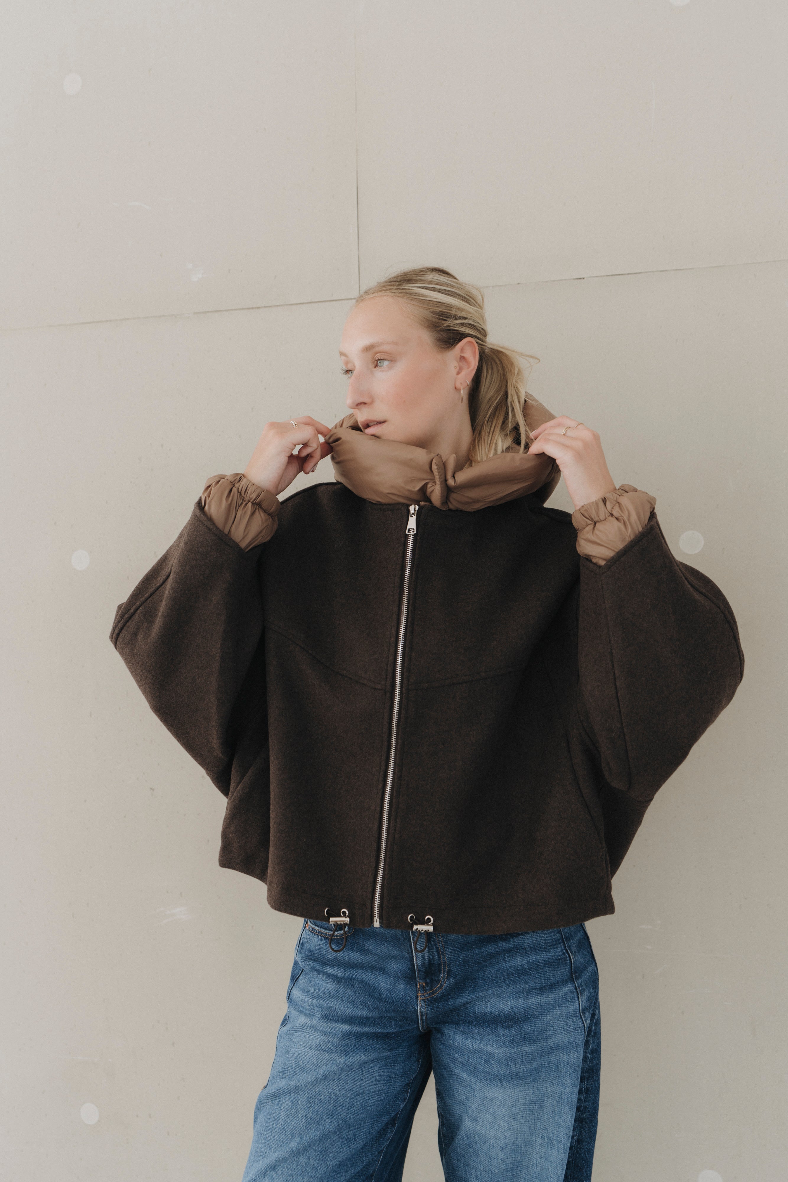 Jacke mit Pufferdetails "MalieDLL" dark brown/cognac