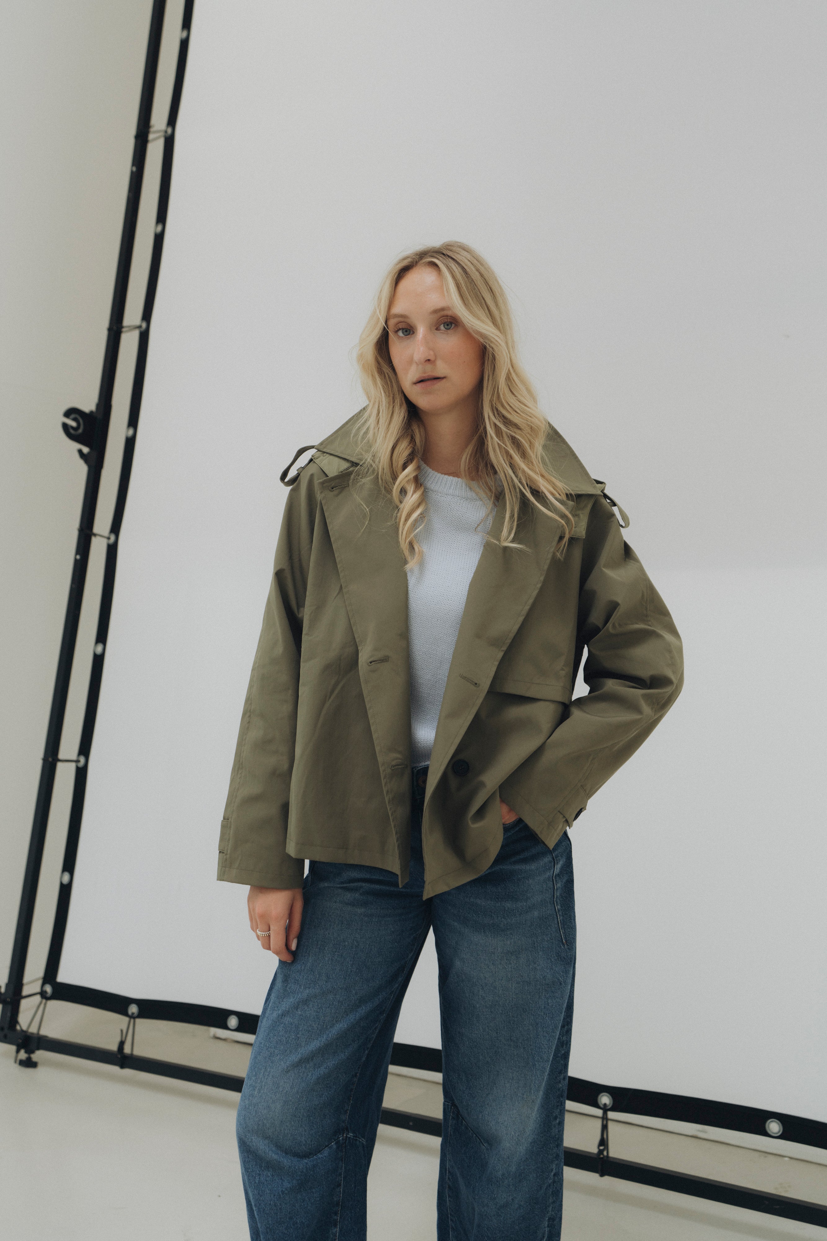 Kurz-Trench "MarleneDLL" khaki