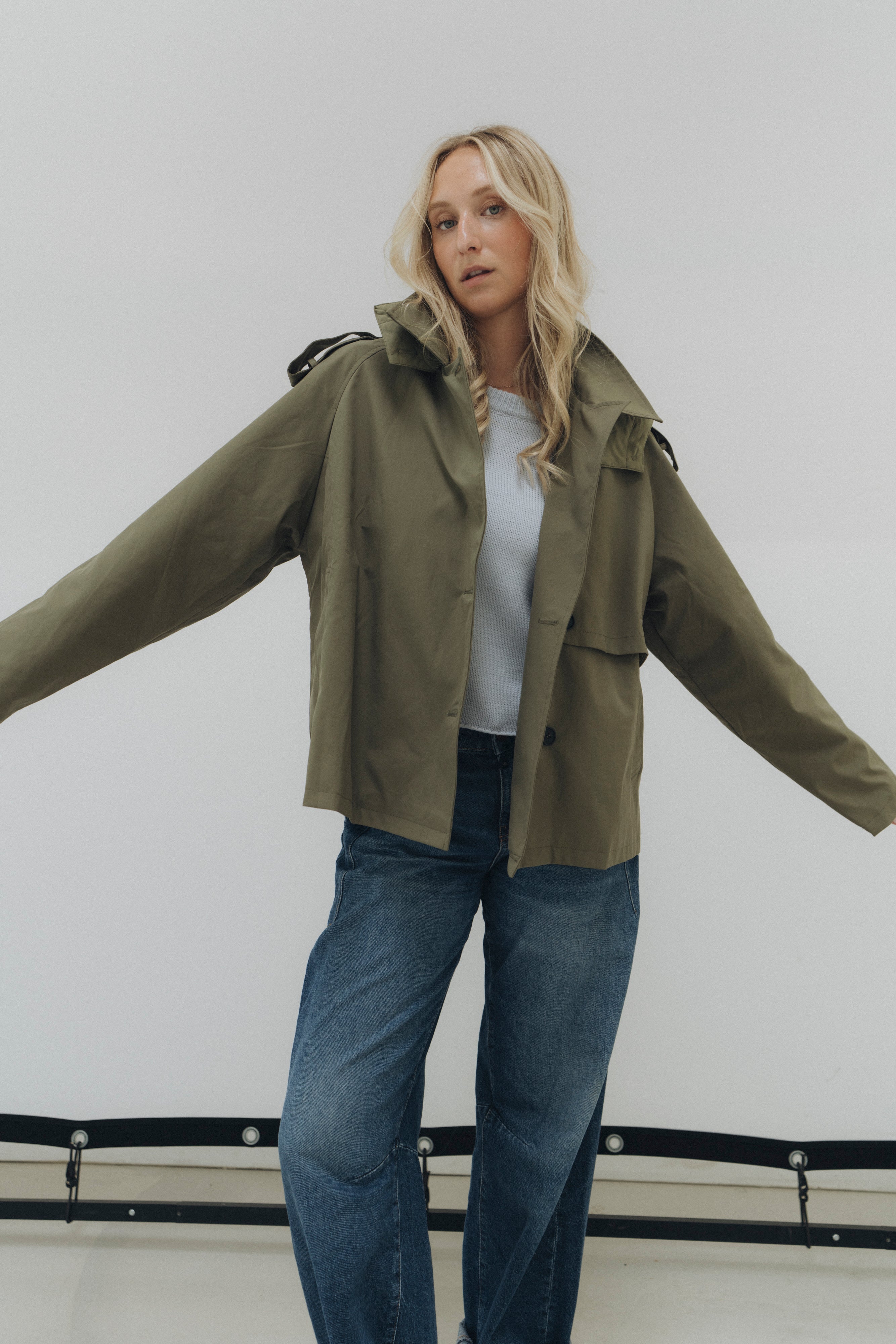 Kurz-Trench "MarleneDLL" khaki