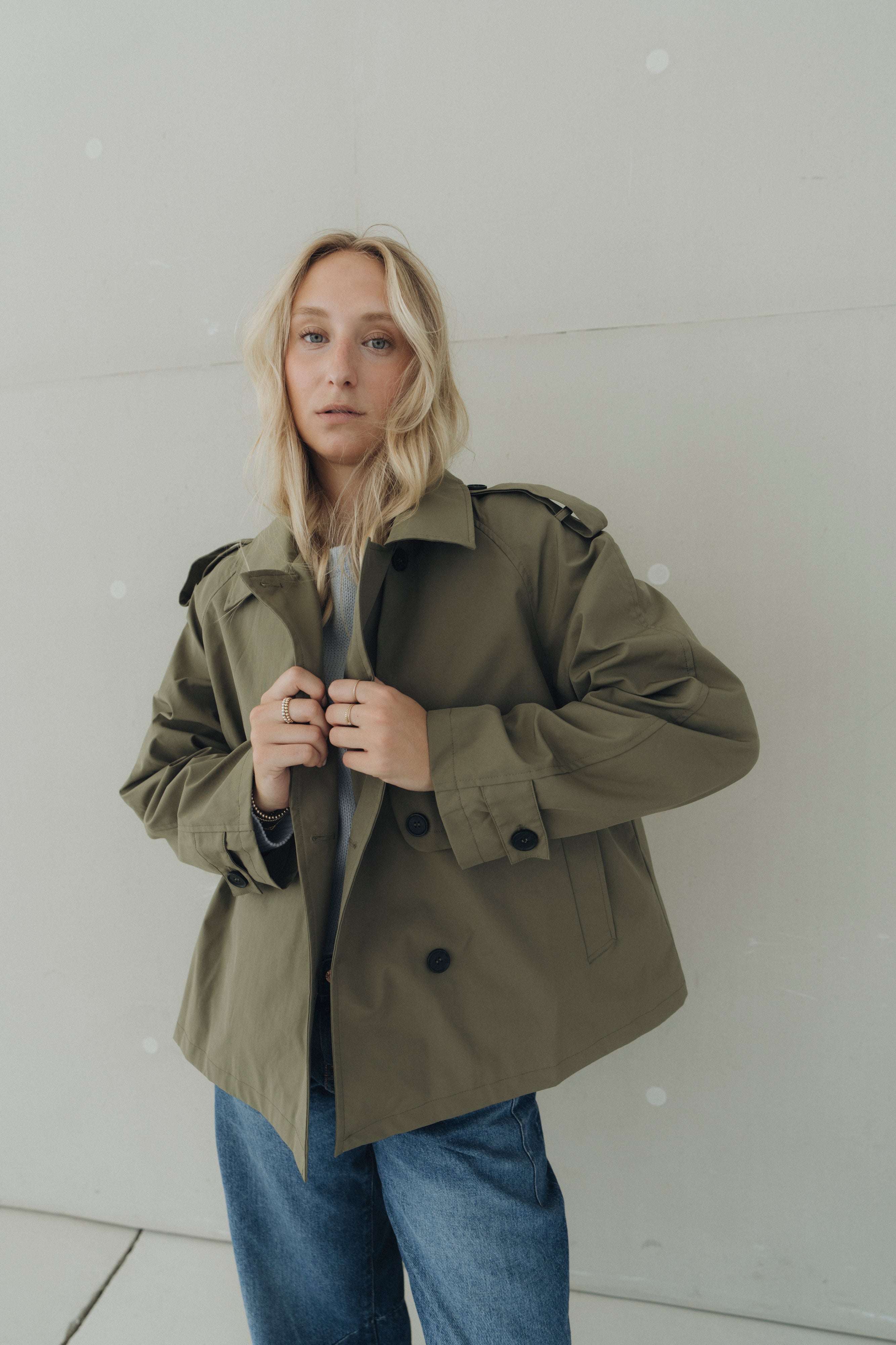 Kurz-Trench "MarleneDLL" khaki