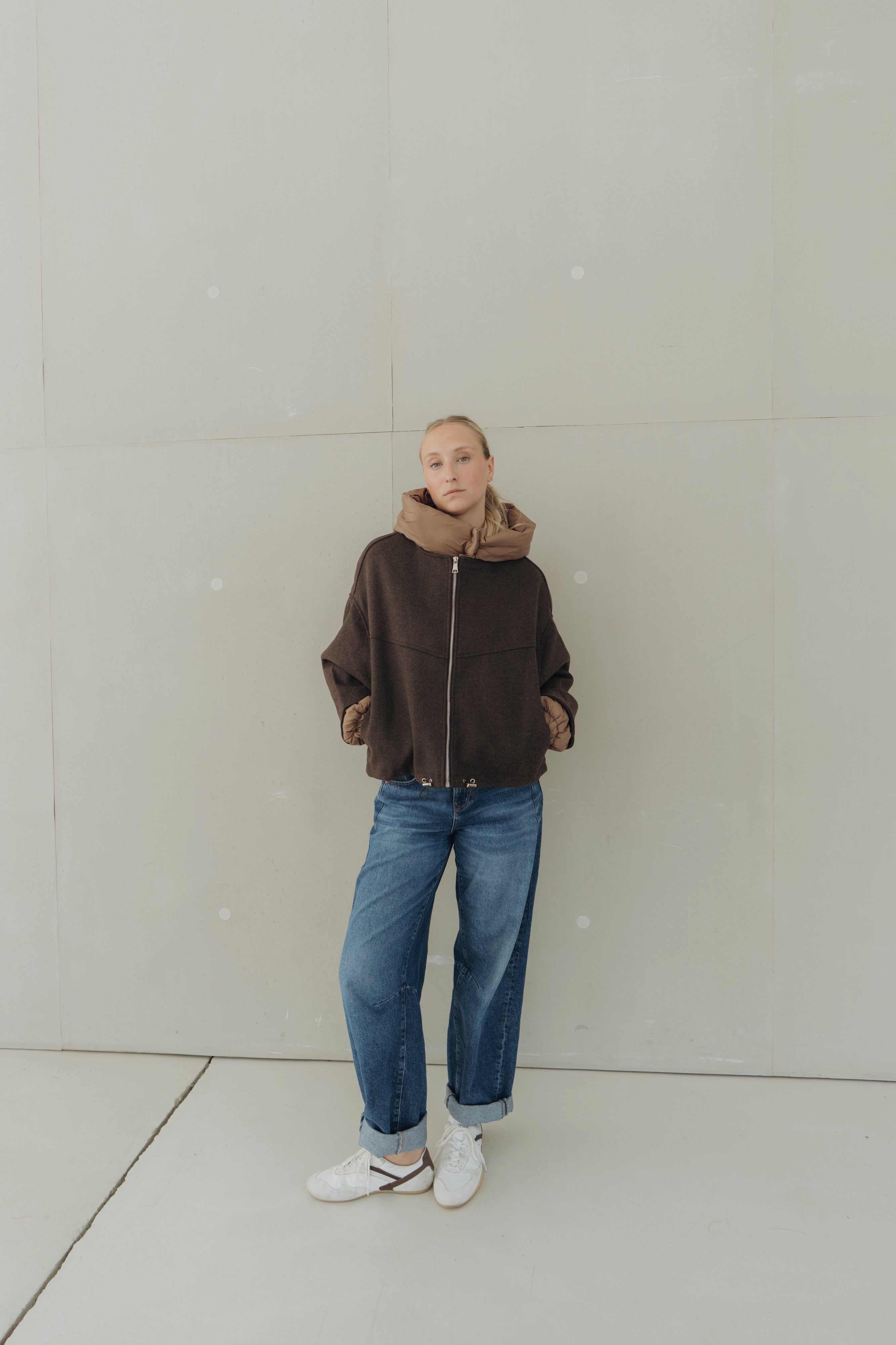 Jacke mit Pufferdetails "MalieDLL" dark brown/cognac