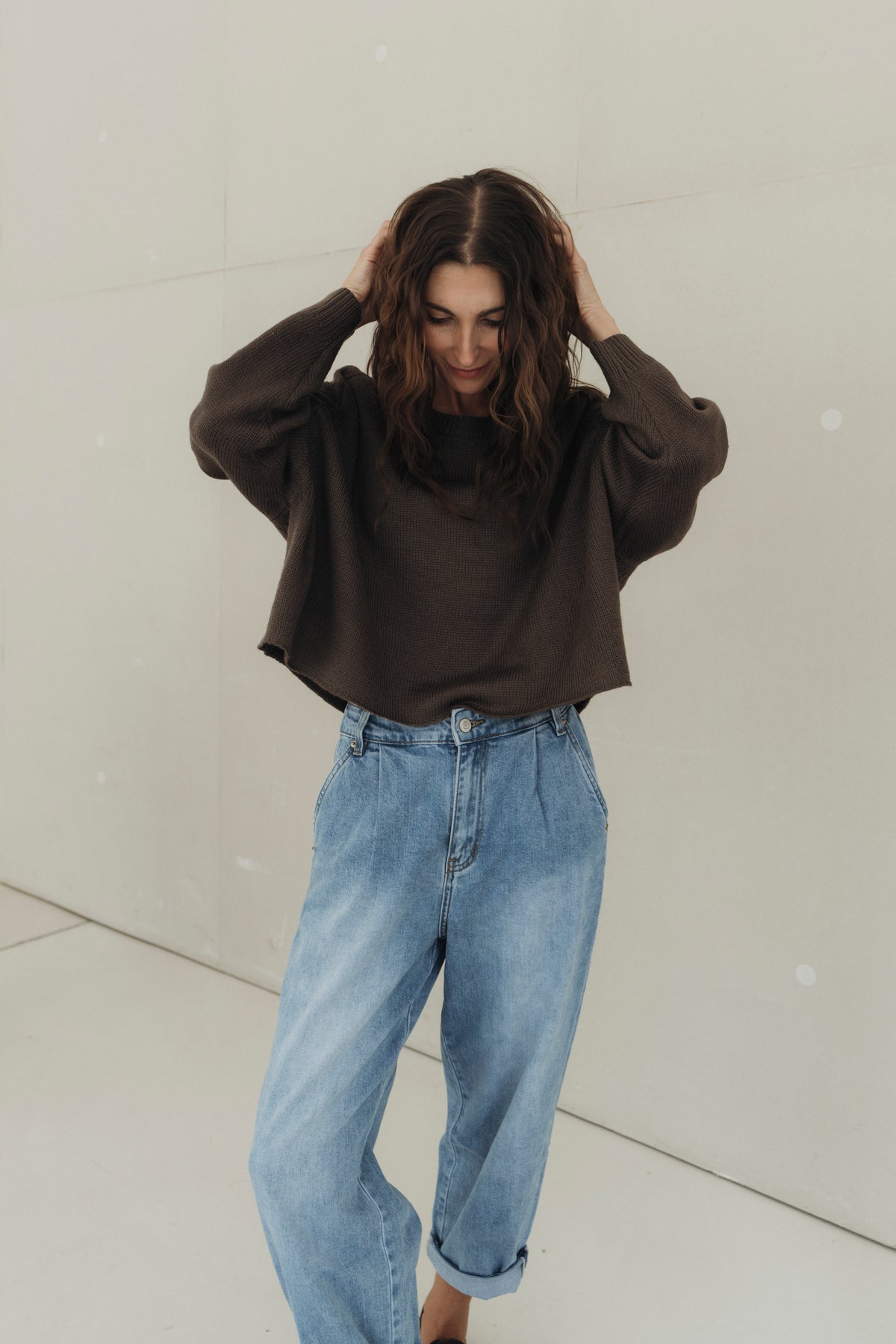 Cropped Pullover "MinouDLL" dark brown